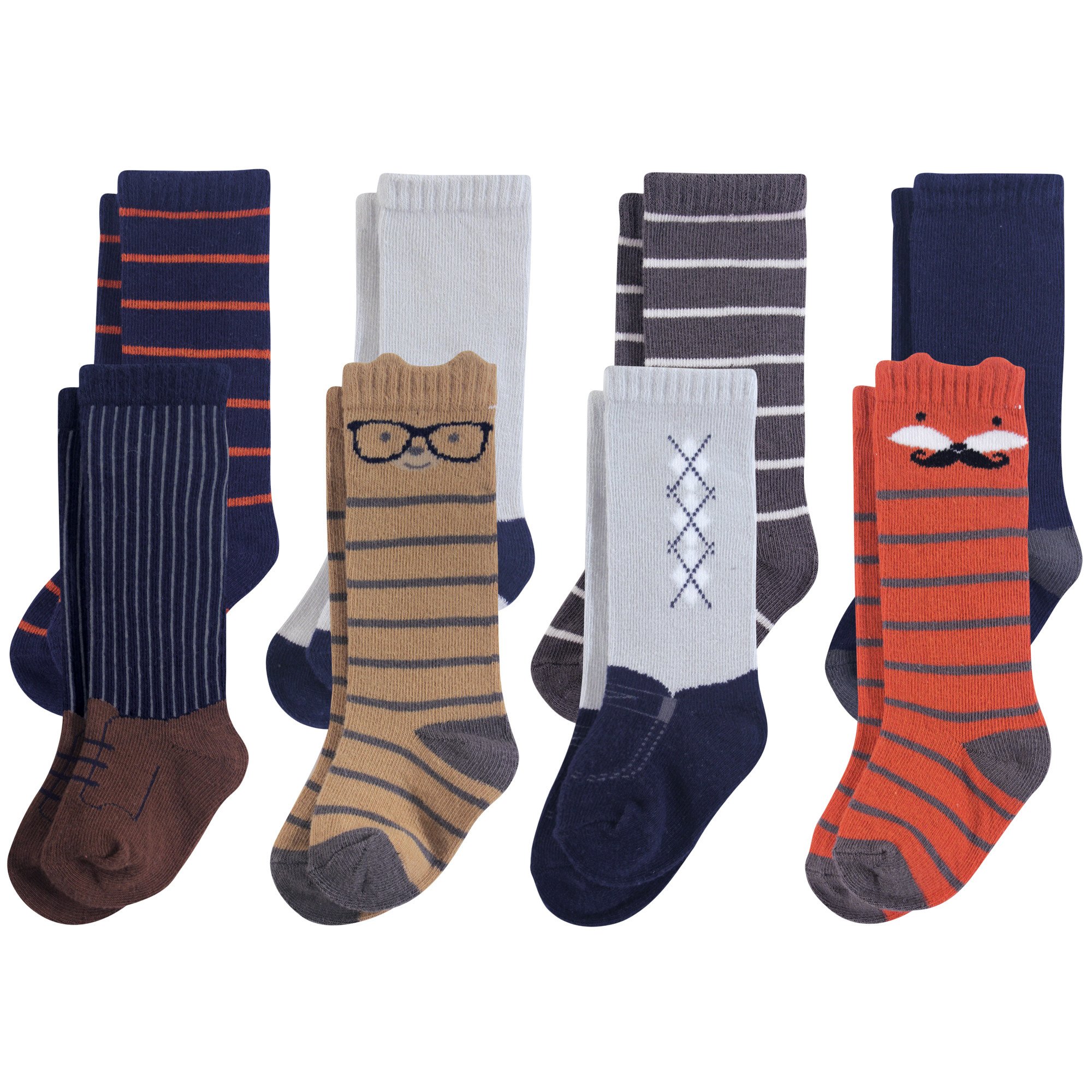 Hudson Baby Boys' Soft Cotton Knee-High Socks - 6-Pack for Infants & Toddlers - Perfect for Everyday Wear, Playtime & Keeping Little Feet Warm