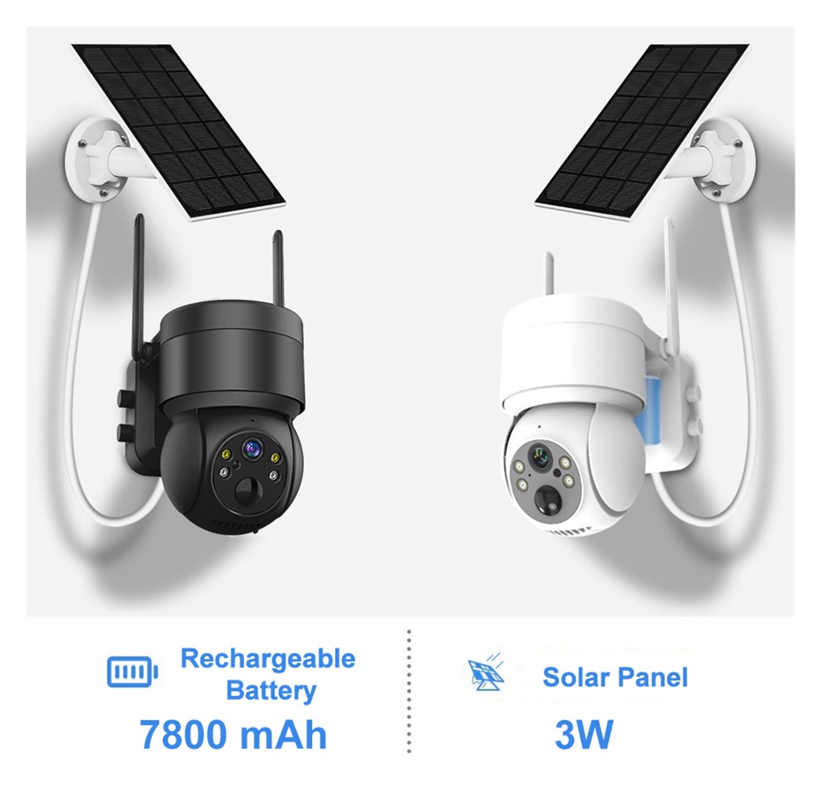 Solar Security Camera Outdoor - 4MP Wireless WiFi Surveillance IP Camera with Solar Panel, PIR Human Detection, 7800mAh Rechargeable Battery - Weatherproof for Home, Yard & Business Security (Black, No SD Card)