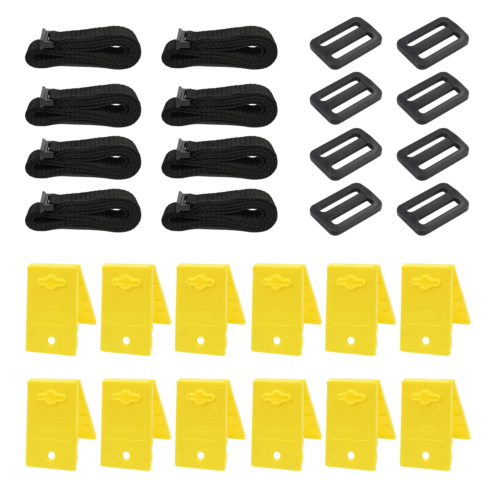VINGLI In-Ground Pool Cover Reel Set with Embedded Straps & Clips - Solar Pool Cover Reel Attachment Kit Includes 8 Adhesive Nylon Straps, 12 Cord Plates & 8 Buckles for Easy Pool Cover Storage | Perfect for Backyard Swimming Pools, Residential Pool Maintenance & Winter Pool Protection