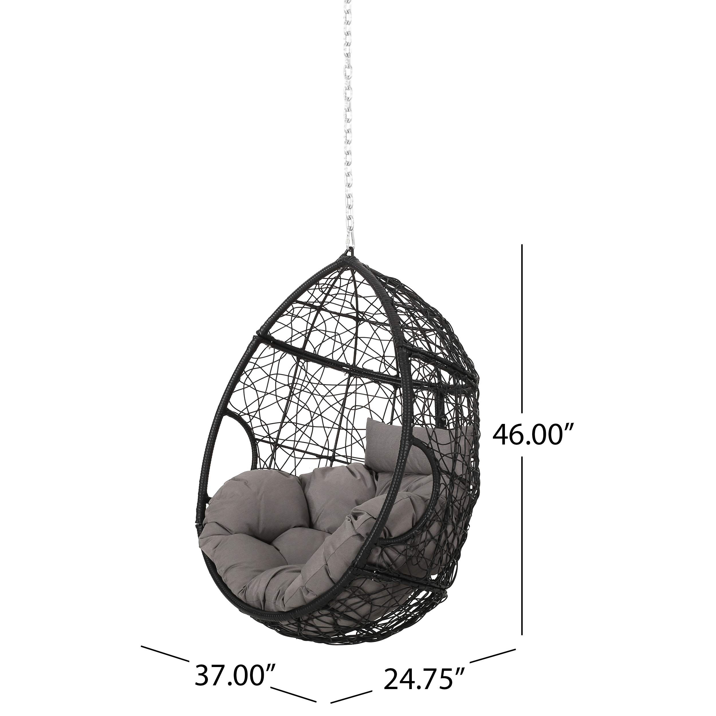 Christopher Knight Home Outdoor Hammock Swing with Stand - Heavy Duty Black & Gray Hanging Chair for Patio, Garden, Backyard Relaxation