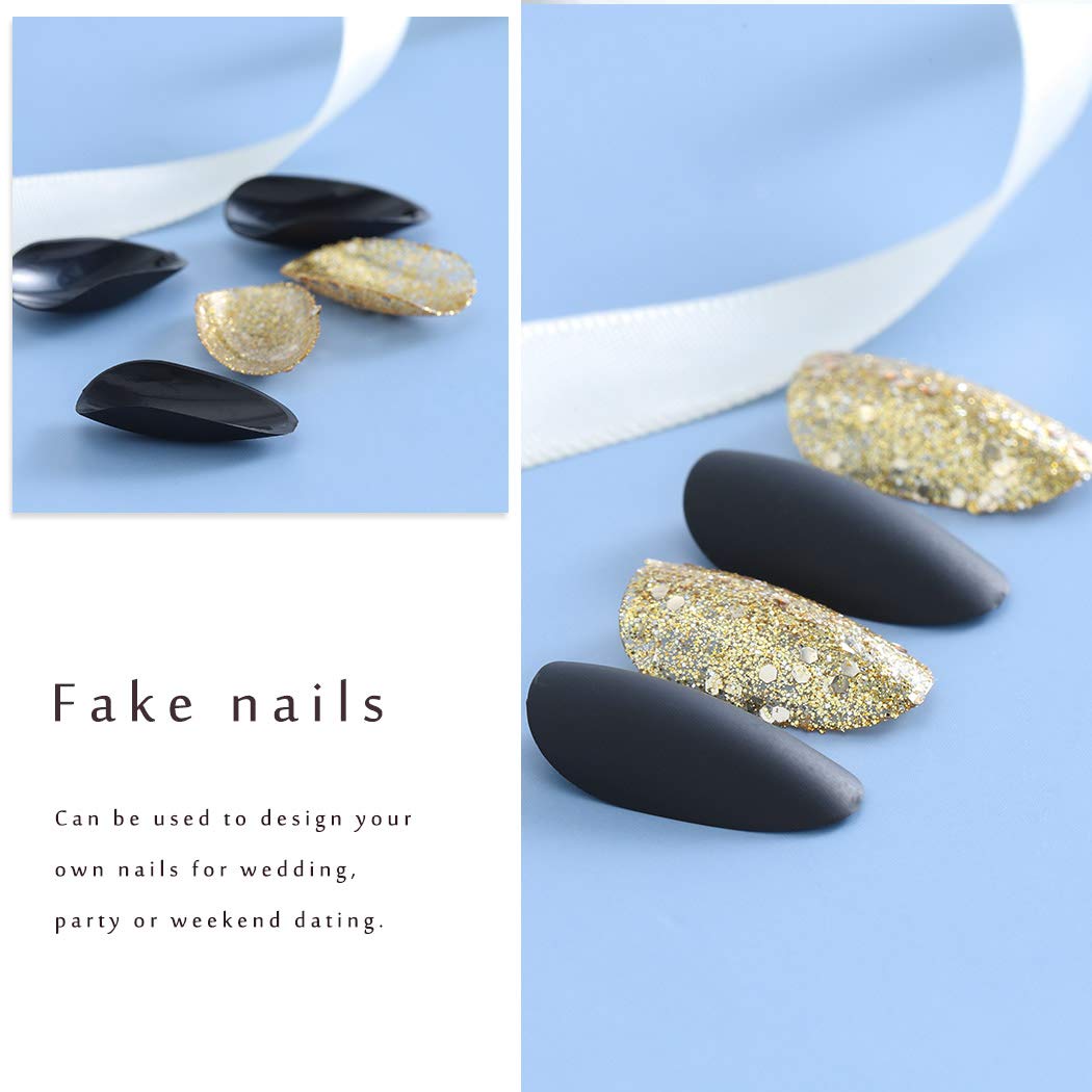 **Gothic Coffin Matte False Nails - Full Cover Ballerina Acrylic Fake Nails with Bling for Nail Salons & DIY at Home | Perfect for Halloween, Cosplay & Gothic Fashion**