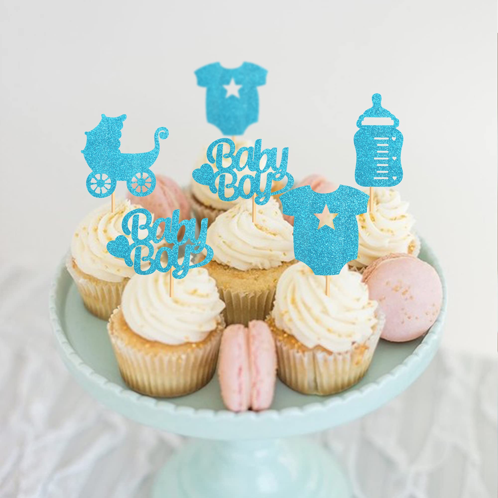36 Pack Baby Shower Cupcake Toppers for Boys - Adorable Baby Shower Cake Decorations, Birthday Party Cupcake Picks - Perfect for Baby Showers, Gender Reveals & 1st Birthday Celebrations