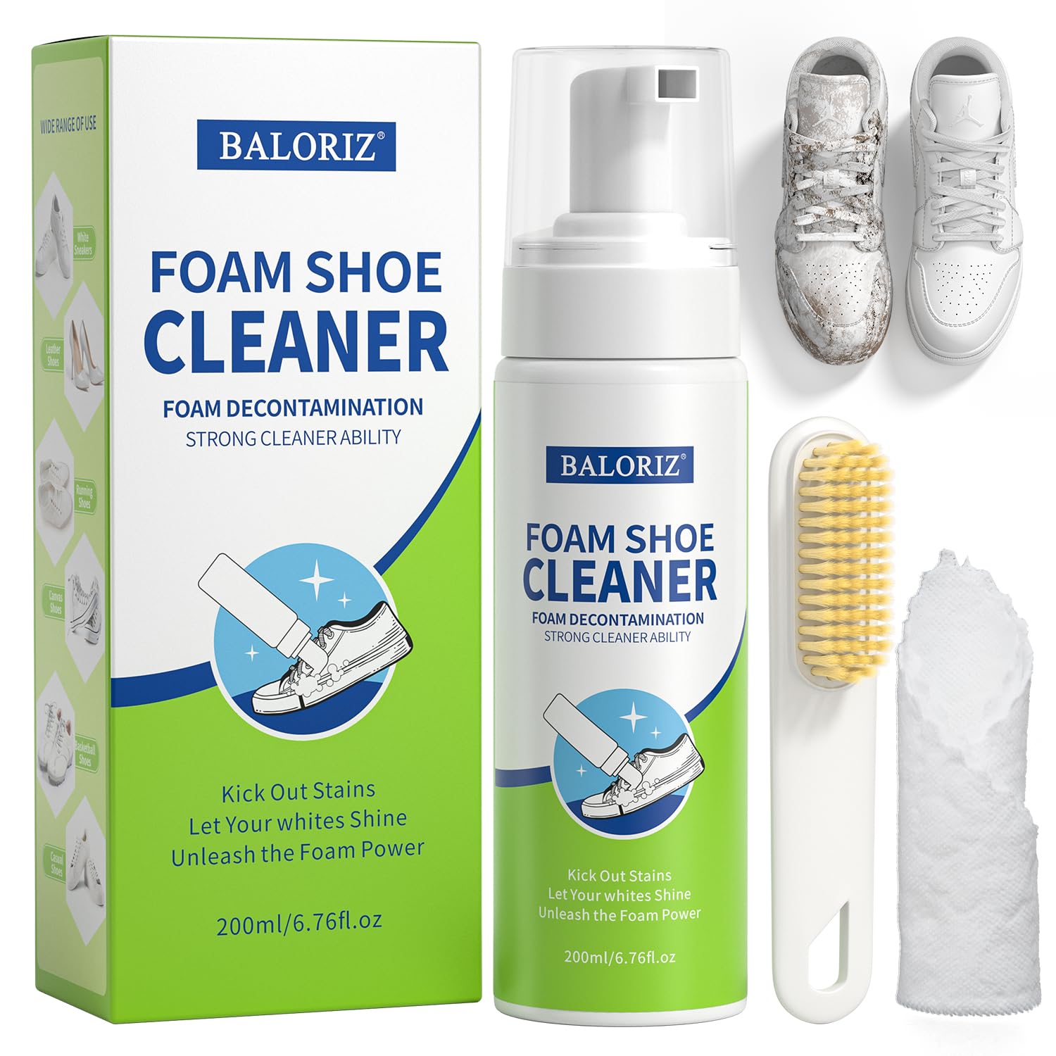Best White Sneaker Cleaner Kit with Brush & Microfiber Towel - No-Rinse Foam Shoe Cleaner for Men & Women - Perfect for Nike, Adidas, Converse & More - Quick Cleaning Solution for Gym Shoes, Work Shoes & Everyday Wear