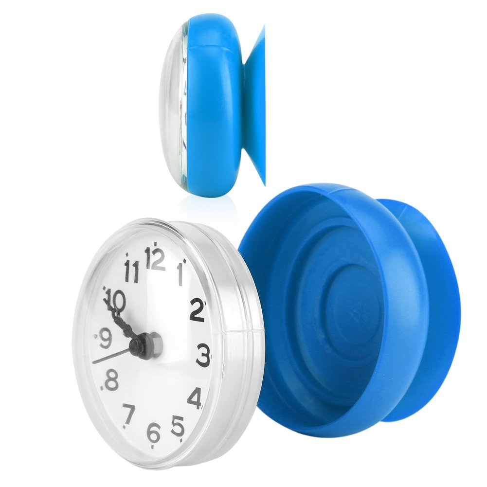 Yosoo Waterproof Shower Clock with Strong Suction Cup - Round Arabic Digital Bathroom Clock for Shower, Kitchen & Pool - Non-Slip Bath Accessories (Blue) | Perfect for Bath Time, Swimming, Spa & Home Decor