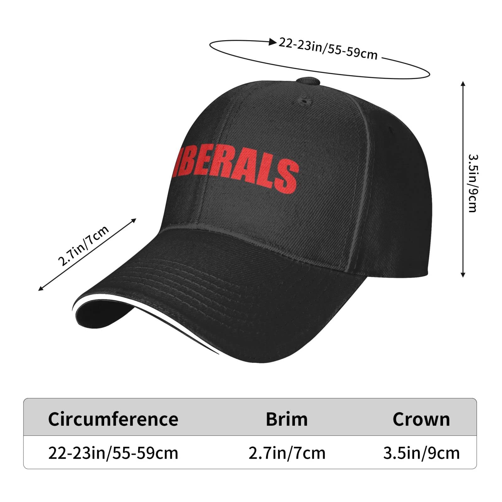 Anti-Liberal Baseball Cap - Adjustable Trucker Hat for Golf & Outdoor Activities - Custom Black Political Statement Hat for Sports, Rallies & Casual Wear