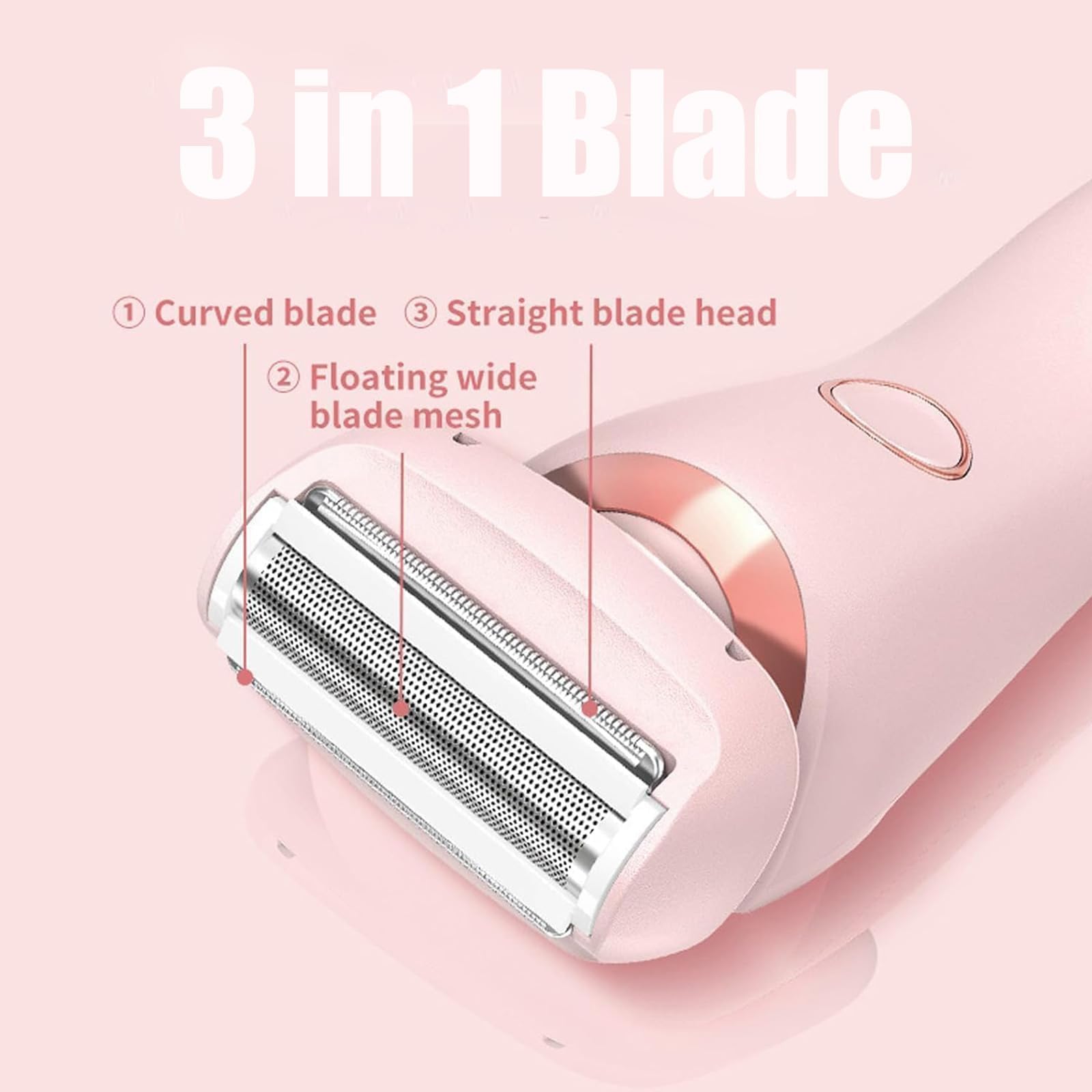 Bleumy 2-in-1 Painless Electric Razor for Women - Waterproof & Multifunctional Women's Shaver with LED Display (Pink) - Perfect for Travel, Bikini Line & Sensitive Skin Grooming