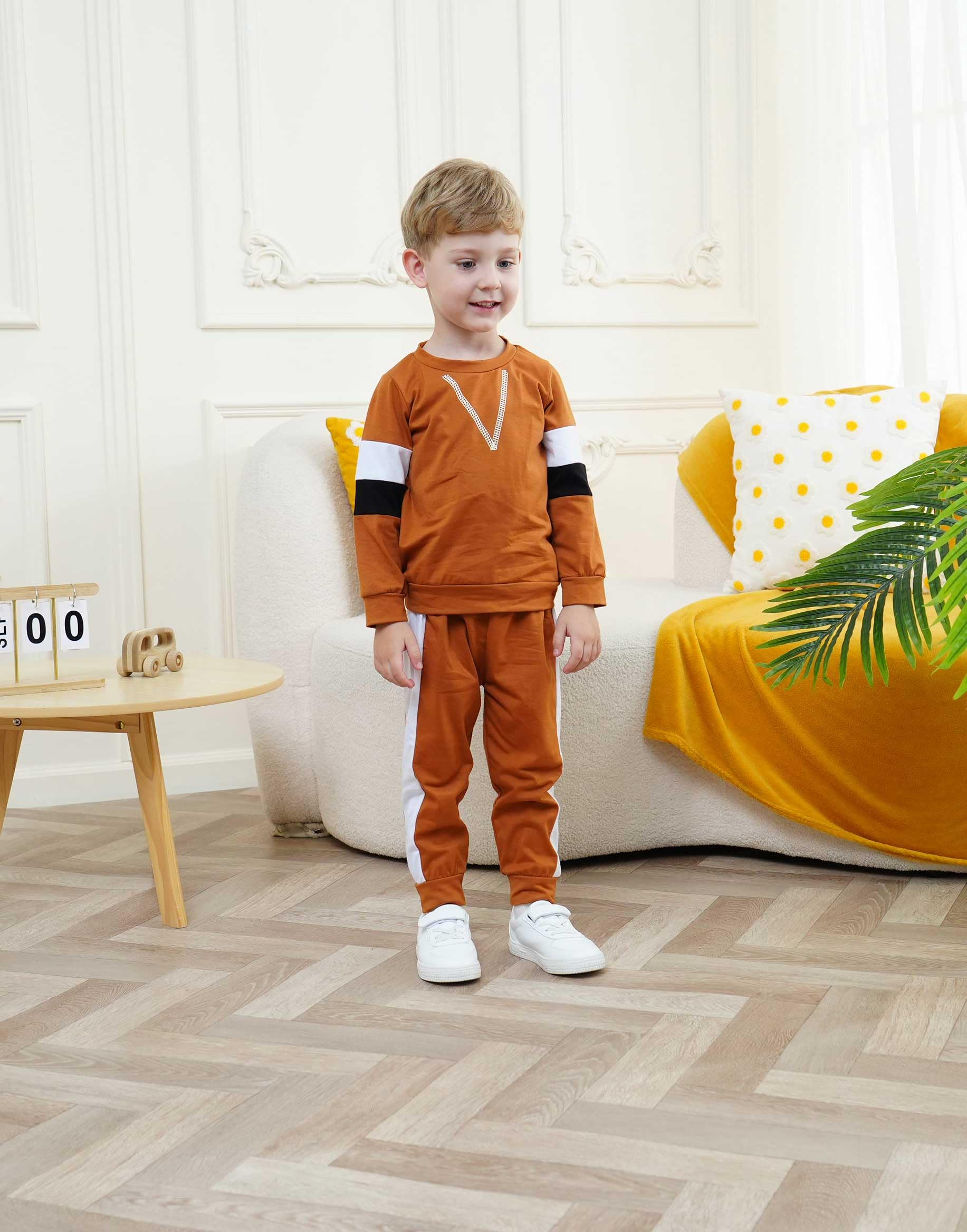 Colorblock Toddler Boy Outfit Set - 2PC Top & Contrast Pants | Cute Playtime & Casual Wear for 1-3 Year Olds