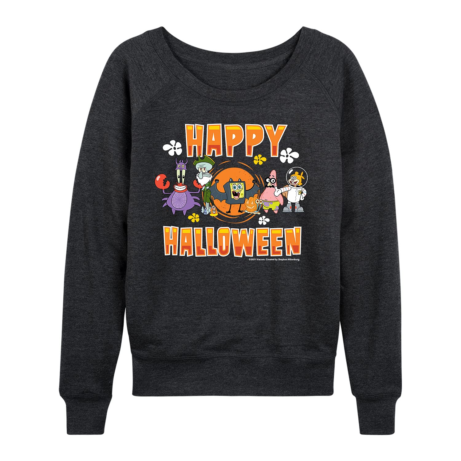 SpongeBob SquarePants Happy Halloween Women's Lightweight French Terry Pullover Hoodie | Soft & Comfortable Fall Sweatshirt for Women | Perfect for Halloween Costumes, Casual Wear & Seasonal Outfits