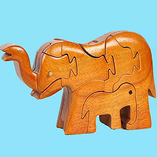 YOVQNMX Wooden Animal Puzzle Toys - Elephant Shape Brain Teaser Game for Kids, Montessori Learning & Educational Block Puzzle - Perfect for Birthday Gifts, Classroom Activities & Family Game Night