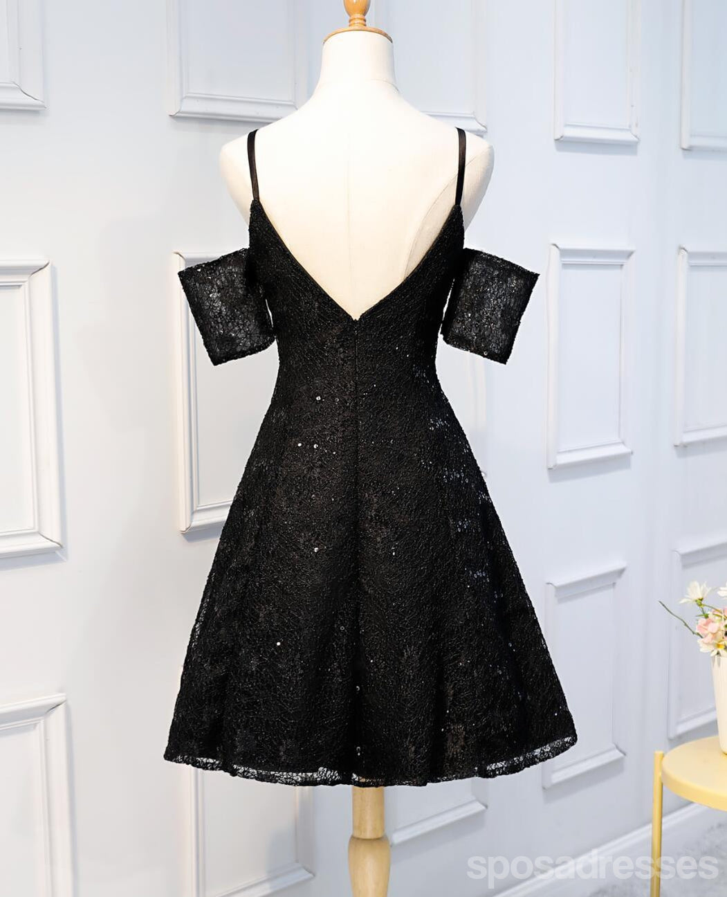 Elegant Off Shoulder Black Lace Homecoming Dress - Perfect for Prom, Party & Special Occasions | CM664