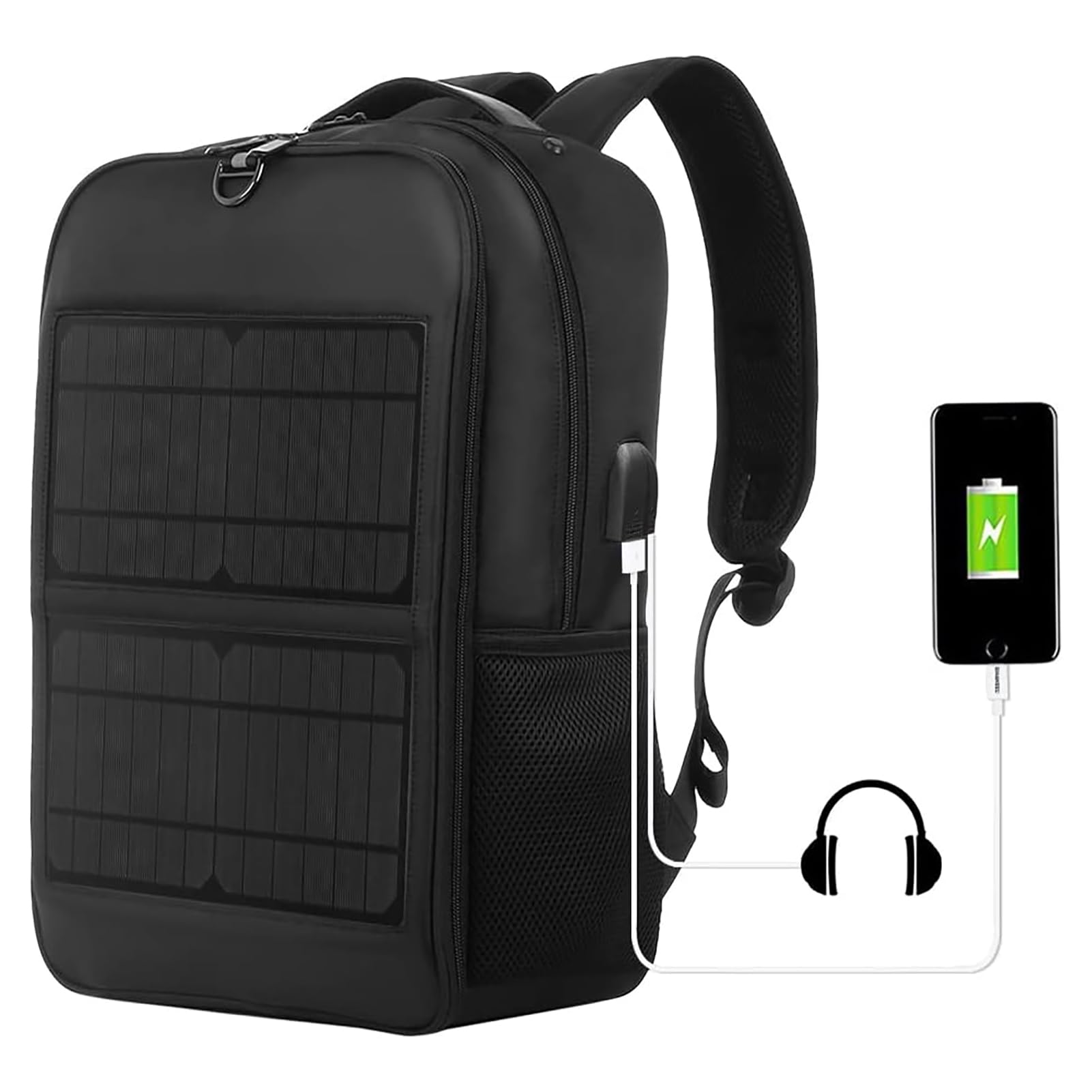 5V 14W Solar Charging Backpack with USB Port - Waterproof Solar Panel Laptop Bag for Hiking, Camping, Travel & Outdoor Adventures - Charge Your Phone & Devices On The Go