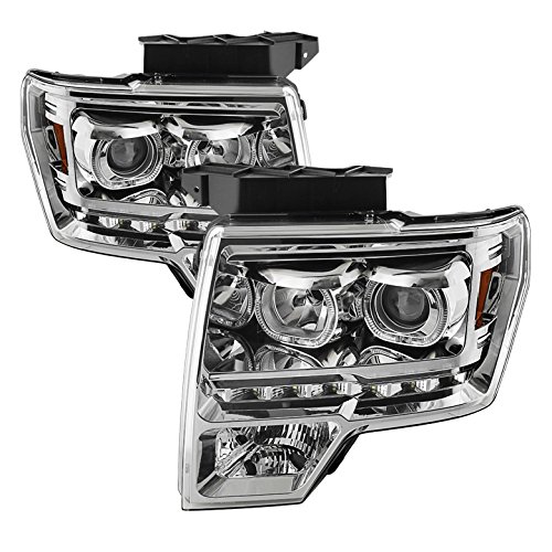 High-Performance LED Halo Headlights for Ford F150 2009-2014 | Chrome/Clear Lens | Durable & Bright Lighting for Night Driving & Off-Road Adventures