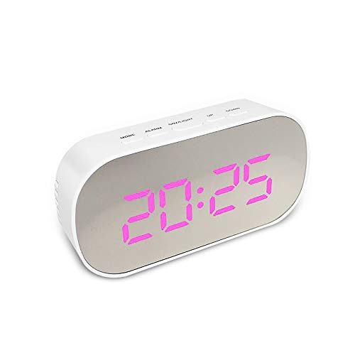 CGRTART Digital Alarm Clock with LED Mirror, Night Light, Thermometer - USB/AAA Powered Multi-Function Wall & Desk Clock (Red) - Perfect for Bedroom, Office, and Travel Use