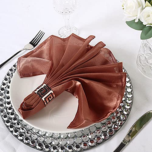 25-Pack 20-Inch Reusable Washable Terracotta Satin Table Napkins for Wedding, Party, Dinner - BalsaCircle Eco-Friendly Table Linens & Tableware Supplies for Home, Restaurant, and Special Events
