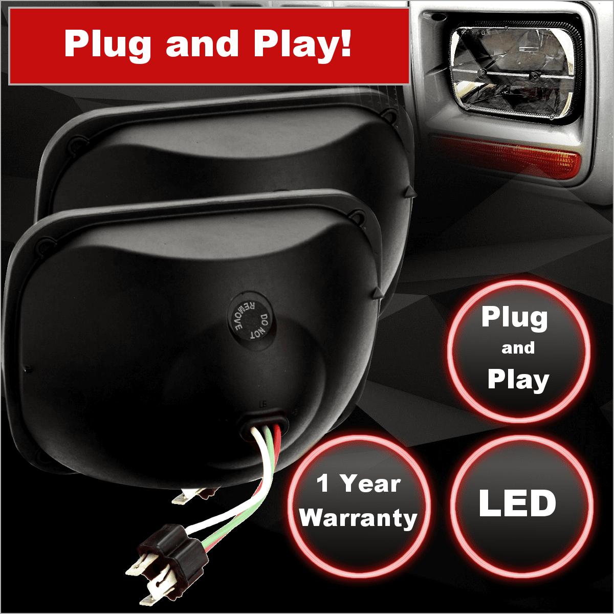 Eagle Lights 5x7 LED Headlight with Complex Reflector & Negative Harness - Compatible with Toyota Models | High-Performance Replacement for Off-Road, Night Driving & Adventure Vehicles