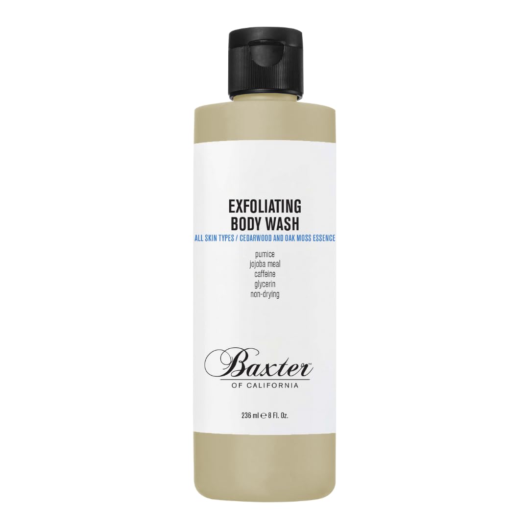 Baxter of California Exfoliating Body Wash with Pumice & Jojoba Meal - 8 oz | Deep Cleansing & Skin Renewal for Men | Ideal for Post-Workout & Shower Routine
