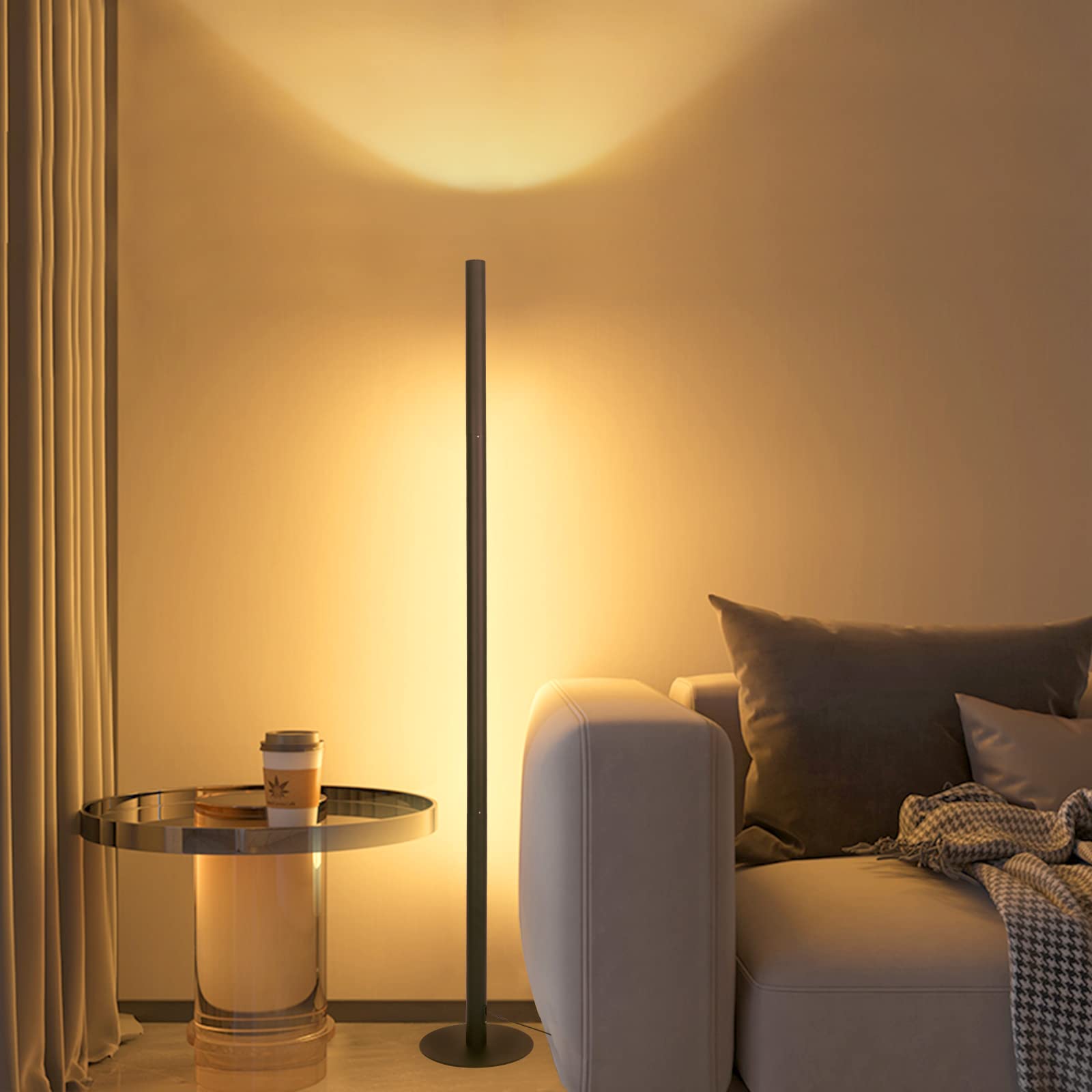 Wellwerks Modern LED Floor Lamp with Dual Light Source - 3 Color Temperatures, Touch & Remote Control, Stepless Dimming - Perfect for Living Room, Bedroom & Office Lighting