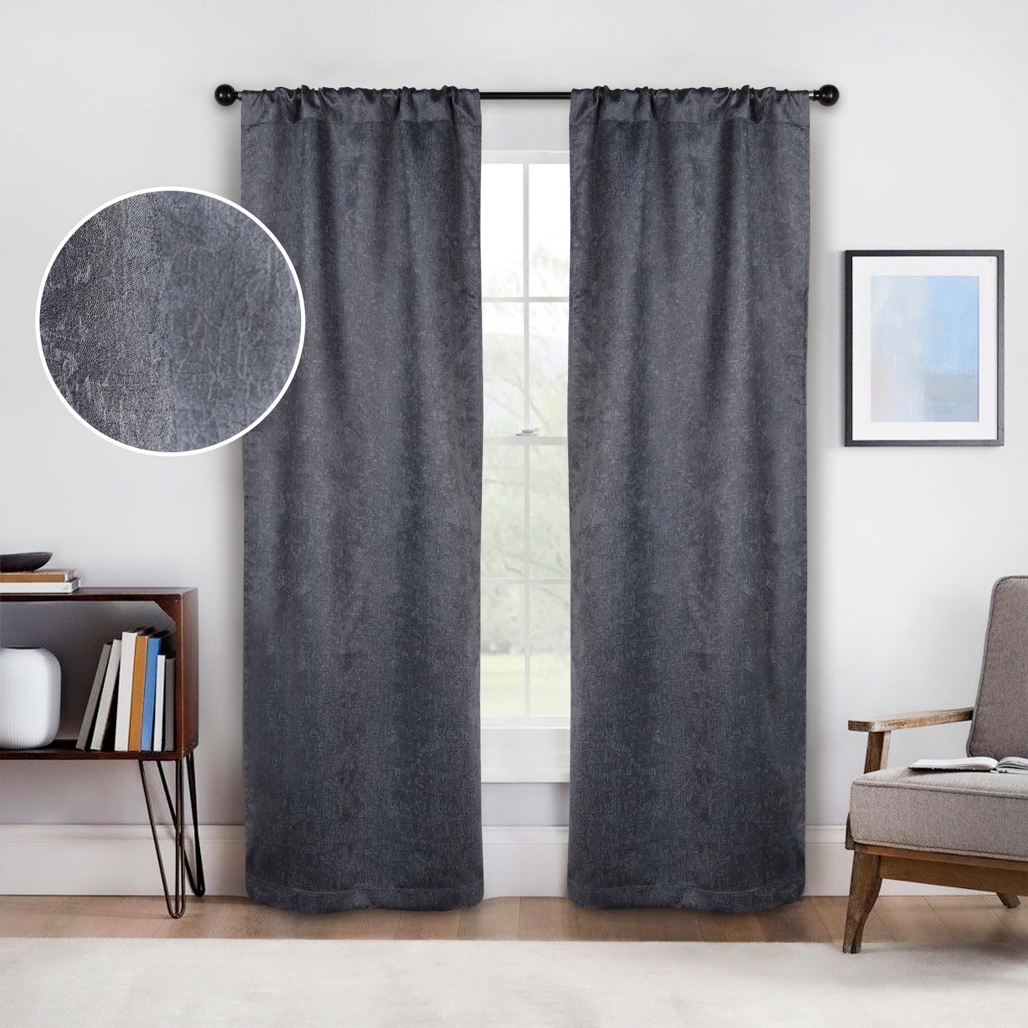 Senna Textured Blackout Curtains - Set of 2 Panels for Bedroom & Living Room - Noise Reducing & Light Blocking Window Drapes