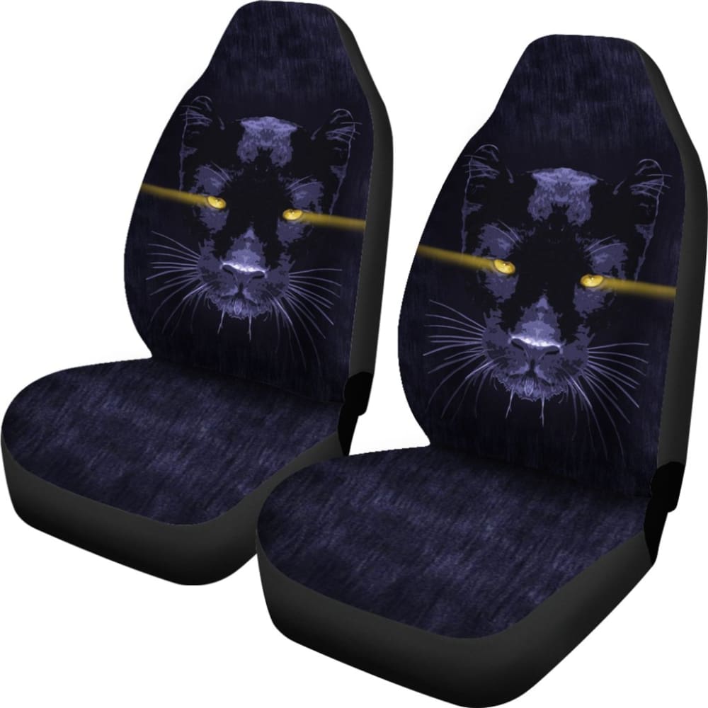 Premium Blue Panther with Yellow Eyes Car Seat Covers 212601 - Universal Fit for Cars, Trucks & SUVs - Stylish & Protective Auto Accessories