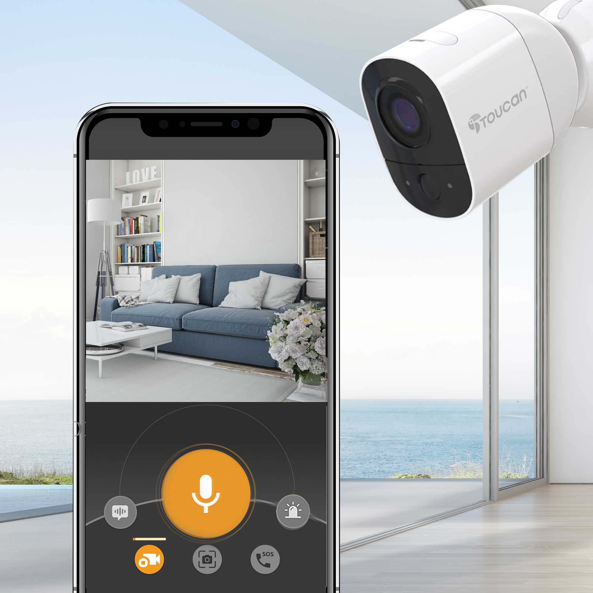 Toucan Wireless Outdoor/Indoor Security Camera with Extra Large Rechargeable Battery - HD Night Vision, Motion Detection, Weatherproof for Home & Business Surveillance