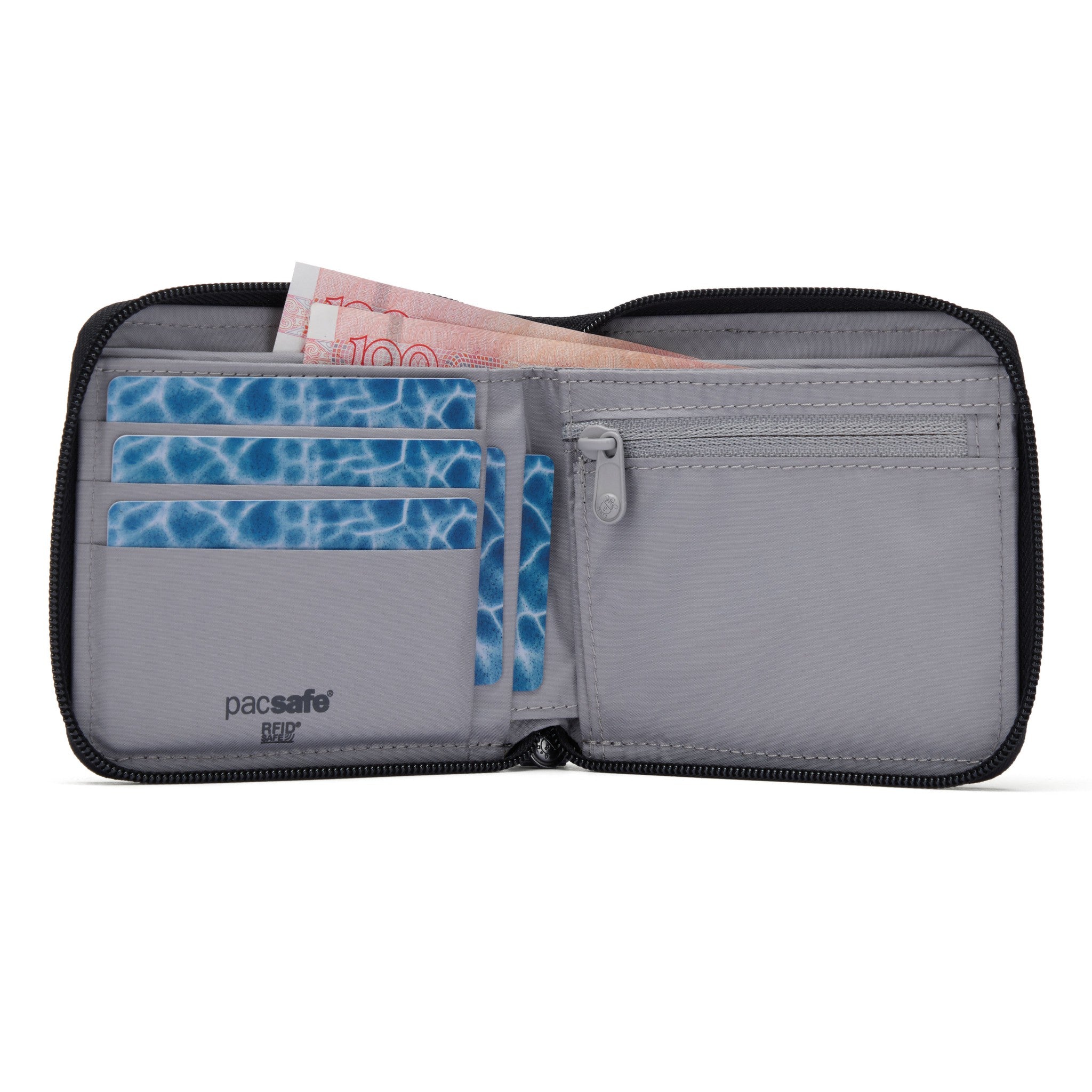Pacsafe RFID Blocking Zip Around Wallet - Secure Travel & Everyday Use for Credit Cards, Passport & Cash