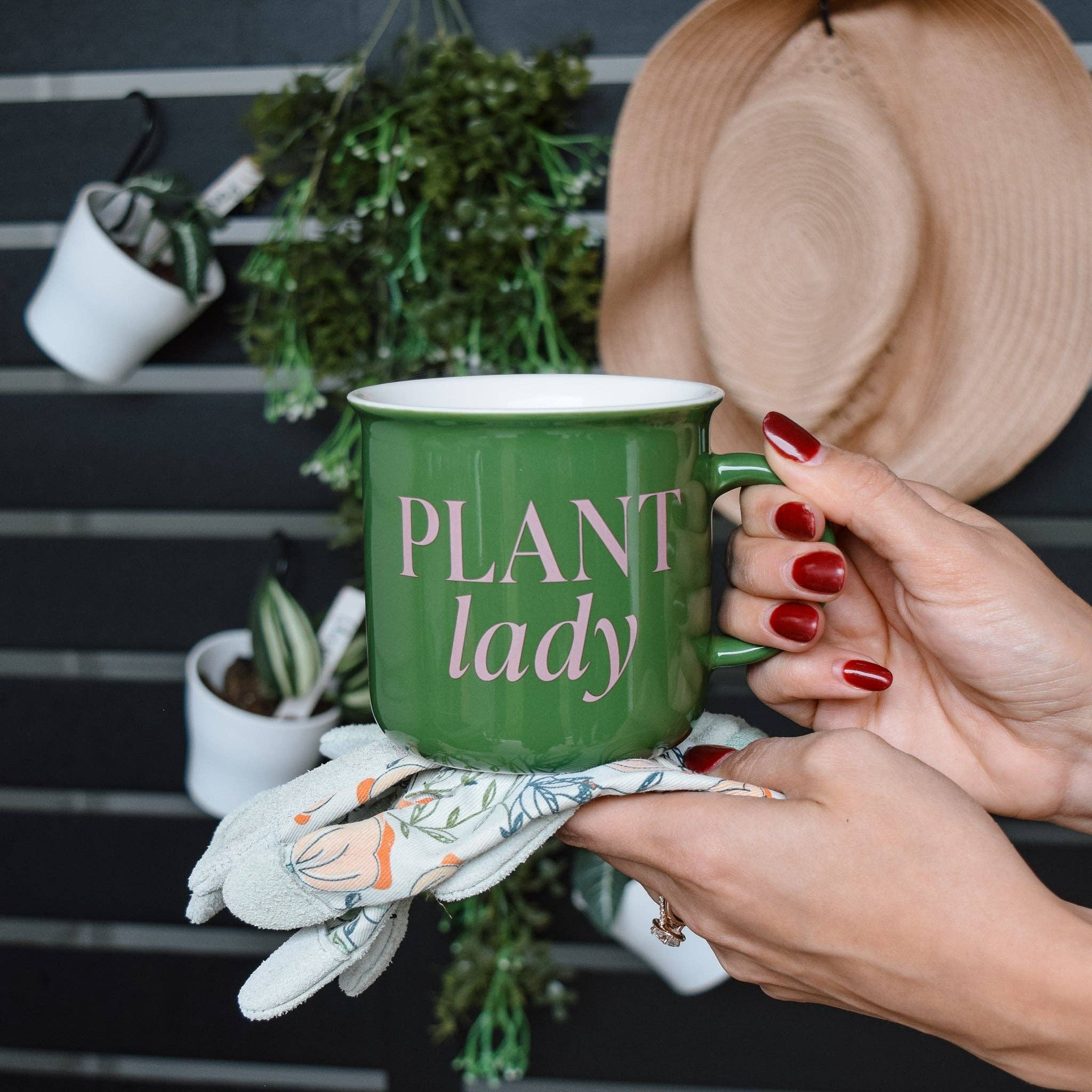 Plant Lady Campfire Coffee Mug - Cute Botanical Ceramic Mug for Coffee, Tea & Hot Drinks - Perfect for Camping, Hiking & Outdoor Adventures