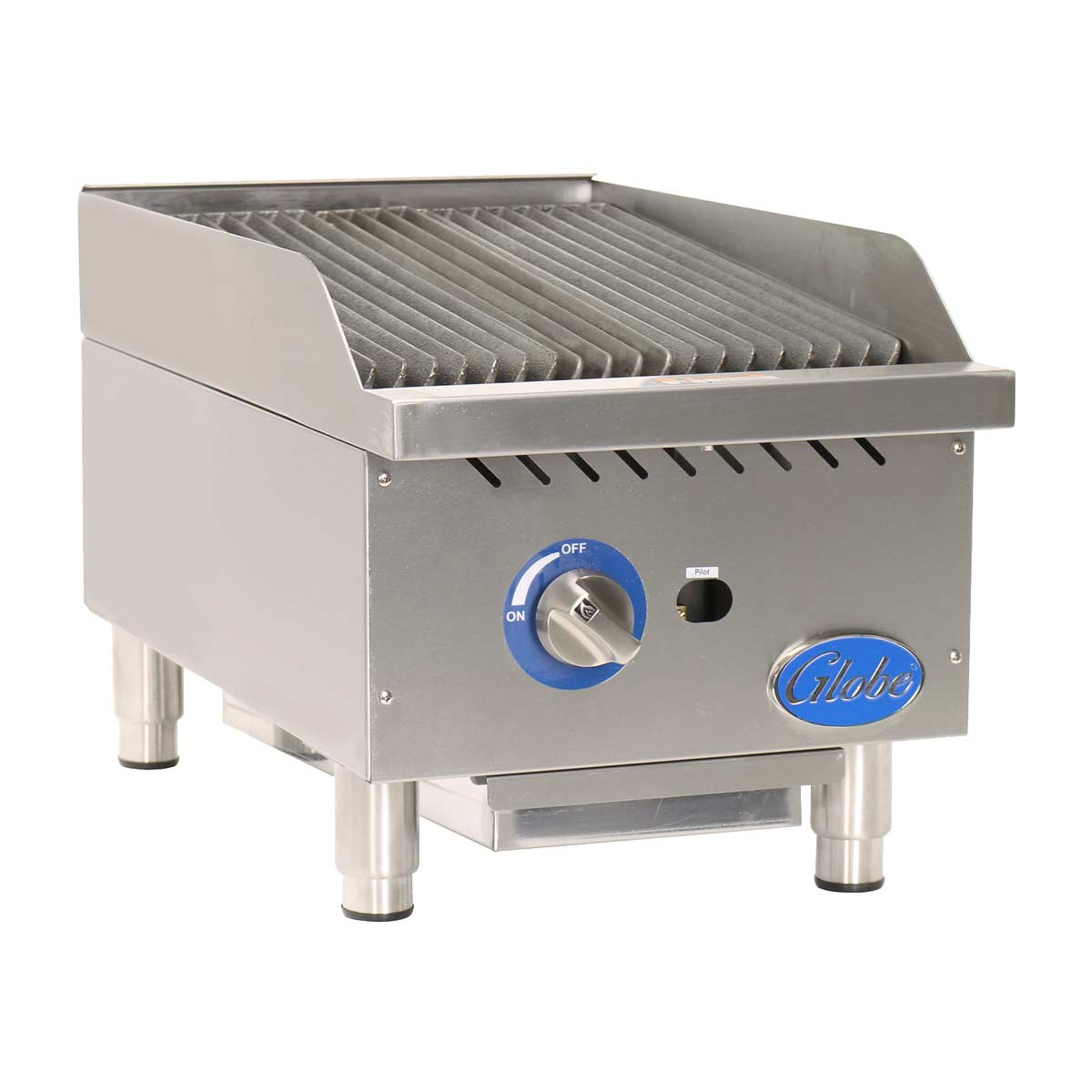 Globe GCB15G SR 15-Inch Stainless Steel Gas Countertop Charbroiler with Radiants – Perfect for Restaurants, Diners & Outdoor Grilling