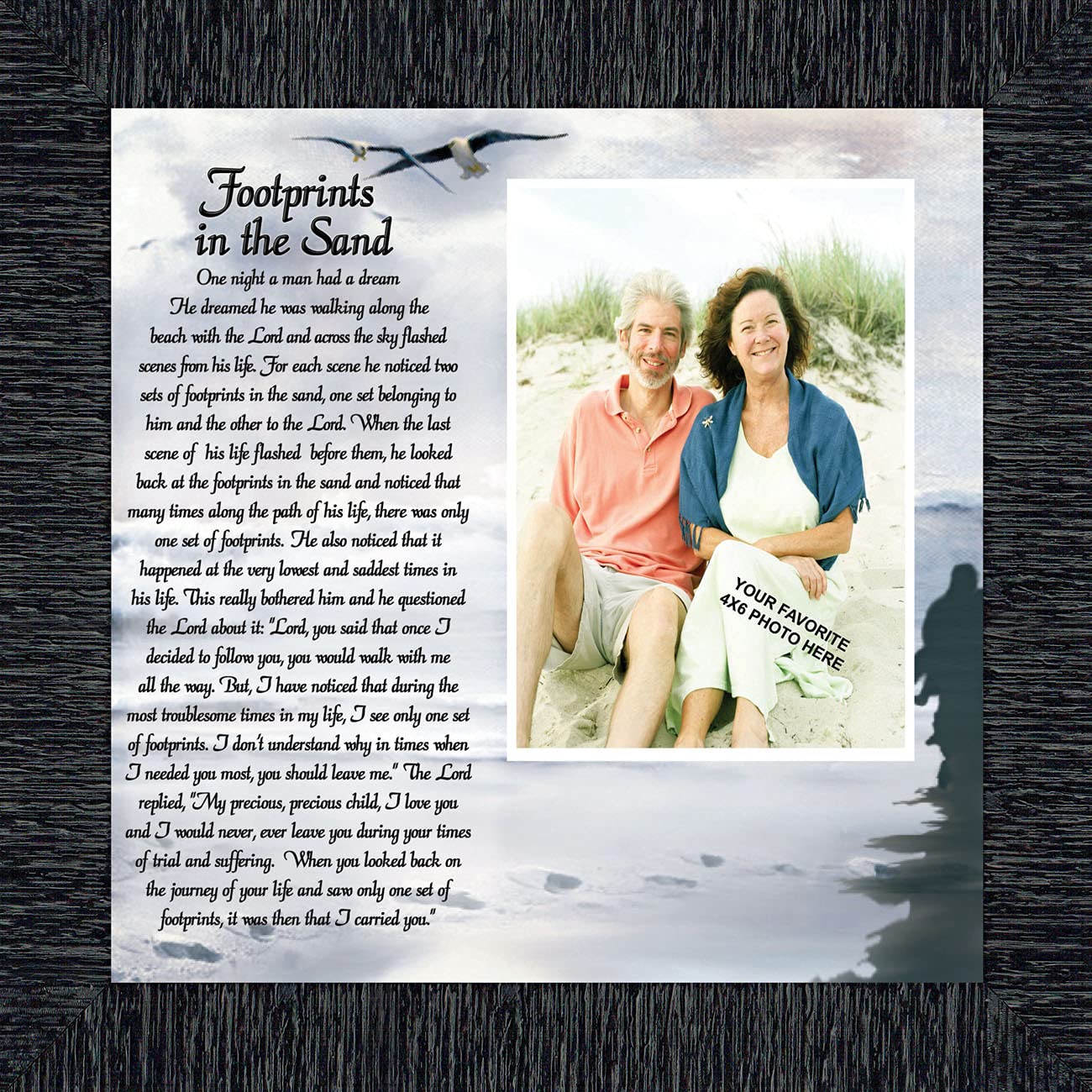 Inspirational Beach Wall Art - Footprints in the Sand Christian Scripture Decor for Home & Office | Encouraging Gift for Women, Men, Sympathy & Get Well Soon | Perfect for Living Room, Bedroom or Beach House Decor