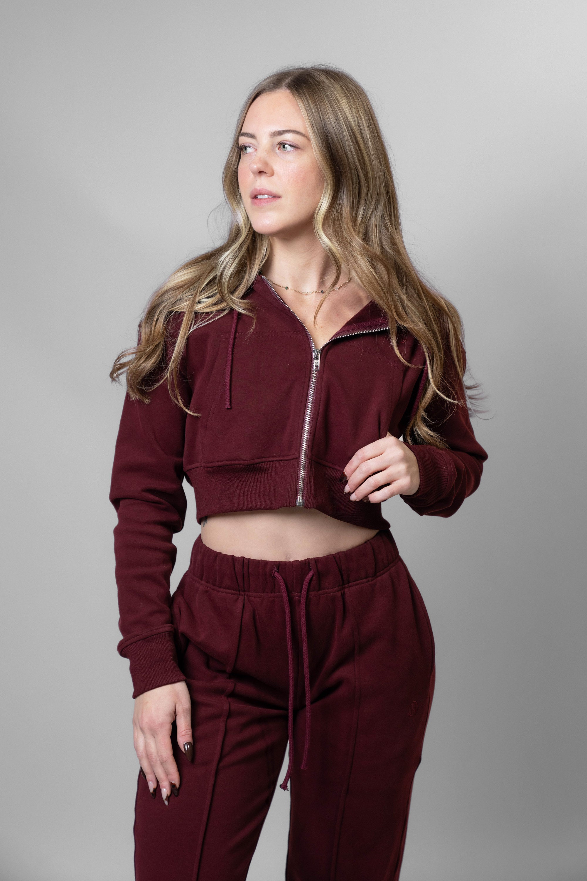 Premium Women's Loungewear Crop Zip Hoodie - Soft Fleece Pullover for Yoga, Home & Casual Wear - Cozy Winter Fashion Essentials