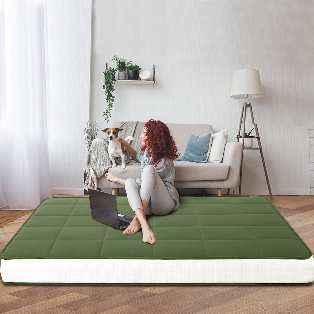 MAXYOYO Padded Japanese Floor Mattress - Green Foldable Roll Up Futon Mattress for Bedroom, Guest Room & Travel | Comfortable Floor Sleeping & Lounging