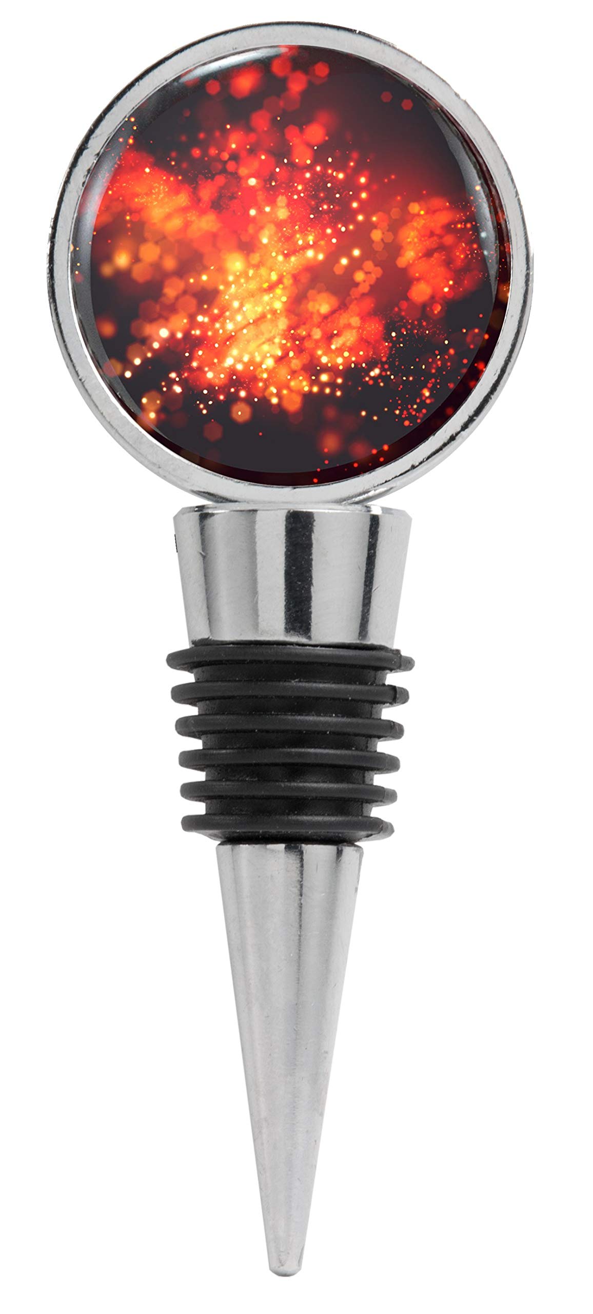 Elegant Black Wine Stopper with Red & Gold Sparkles - Perfect for Wine Bottles, Gifts, and Party Decorations