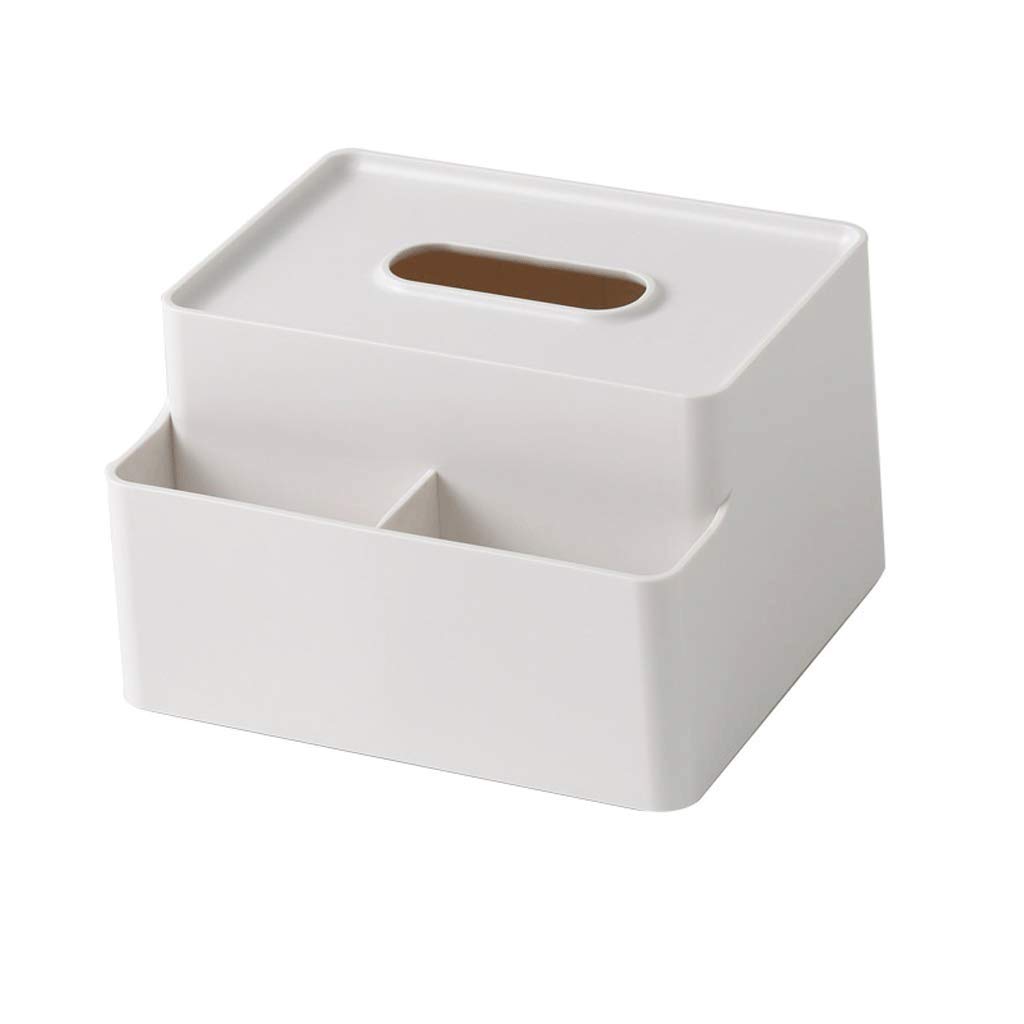 YeSBTx Plastic Napkin Holder - Elegant Facial Tissue Box Cover & Storage Caddy for Bathroom, Vanity, Desk, Dresser Countertops - White | Perfect for Home, Office & Restaurant Organization