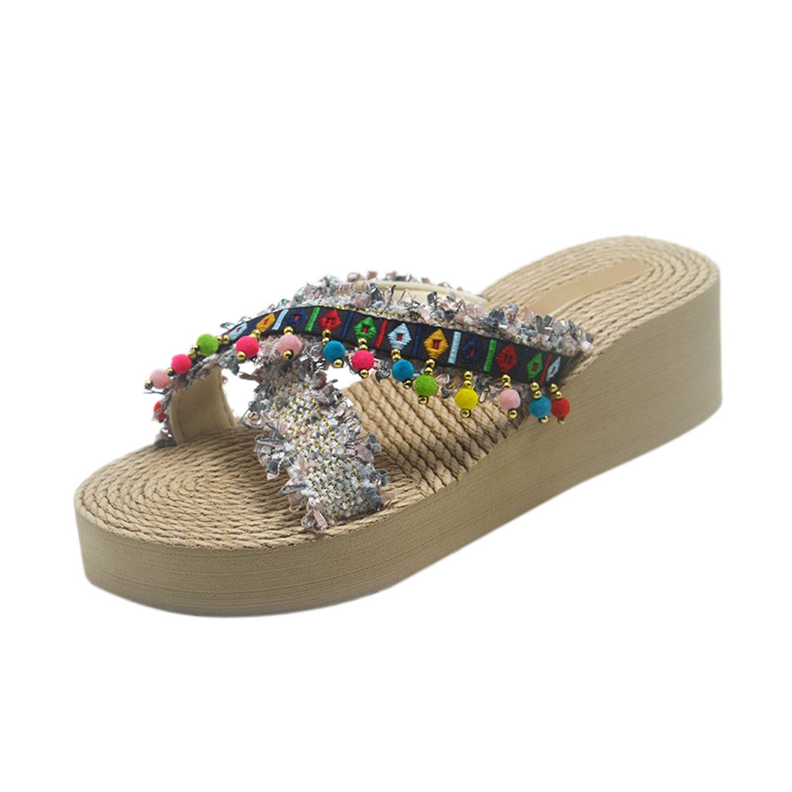 Women's Cozy Fleece Slipper Socks - Non-Slip Thick Sole House Shoes with Beaded Design for Indoor/Outdoor Wear - Perfect for Home, Beach & Winter Comfort
