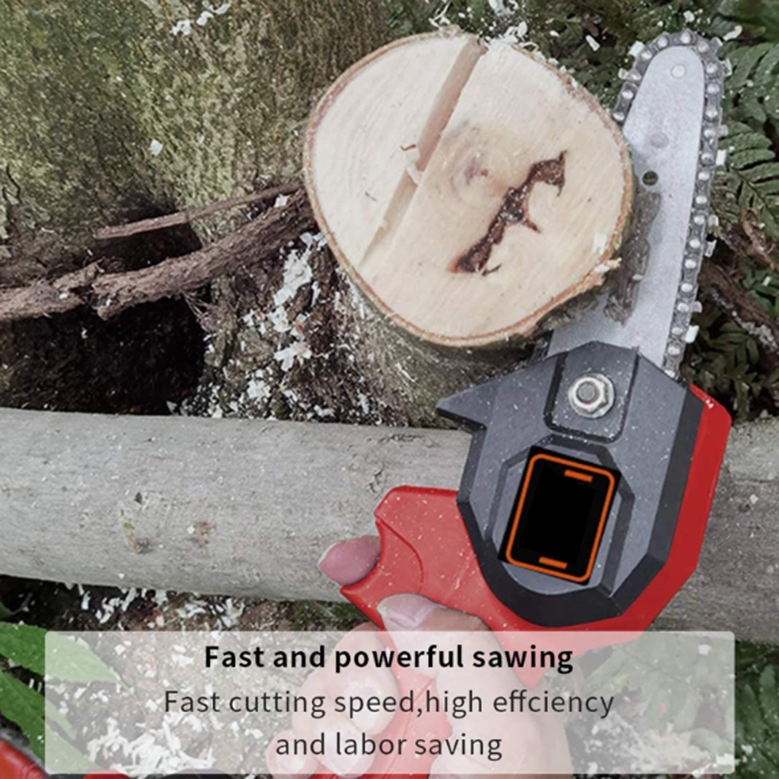 4 Inch Cordless Mini Chain Saw - 24V Rechargeable Battery, One-Hand Electric Pruning Saw for Tree Cutting, Branch Trimming & Yard Work | Perfect for Gardening, Landscaping & DIY Wood Projects (Blue)