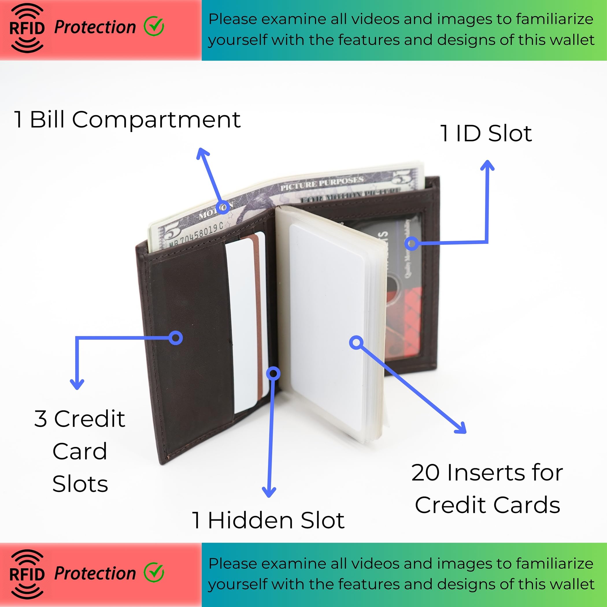 Premium AG Leather RFID Blocking Credit Card Holder & Wallet - Multi-Slot Organizer with Insert Sleeves (Brown) | Ideal for Travel, Business & Everyday Use