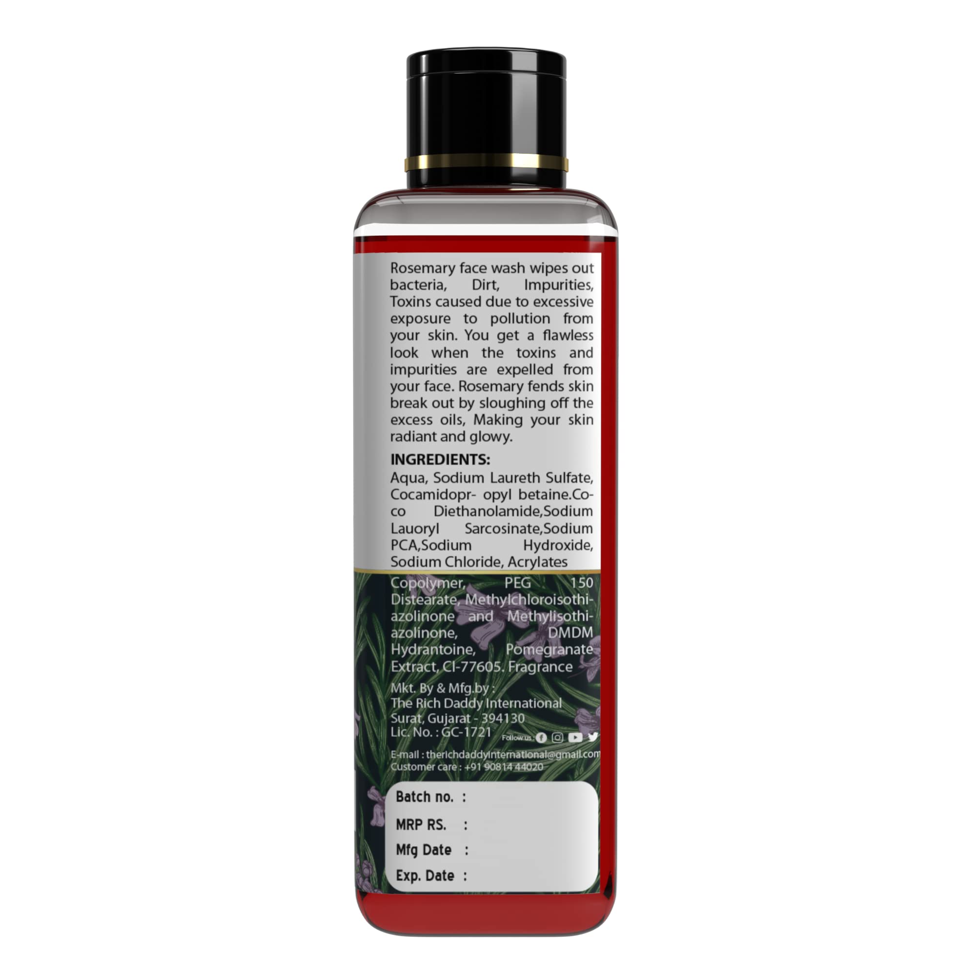 LA'BANGERRY Rosemary Facial Cleanser - Instant Refresh & Deep Cleansing | No-Rinse Formula with Rosemary Extract | 100ml | Perfect for Travel, Gym & On-the-Go Skincare