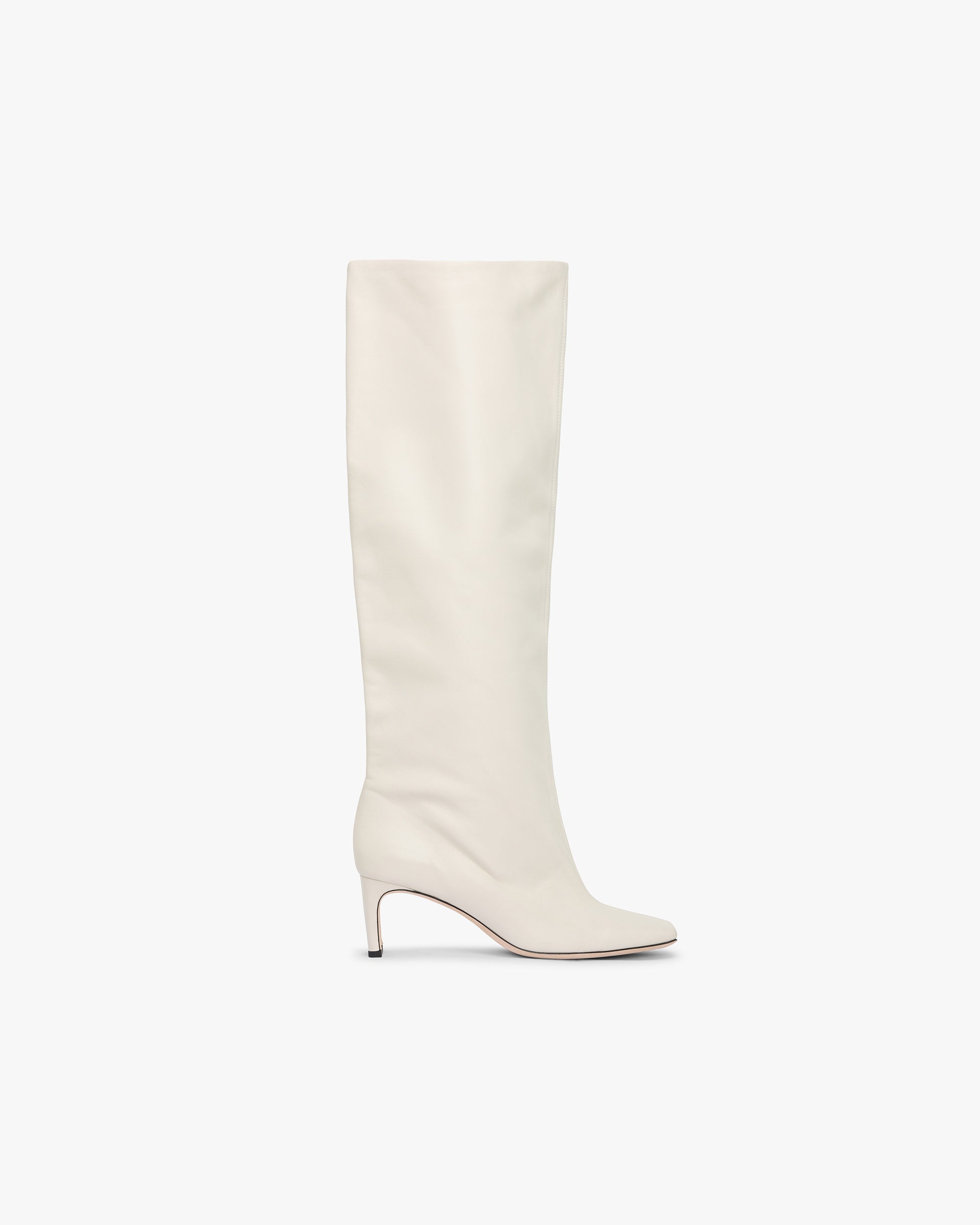 Square Toe Knee High Boots for Women - Chunky Heel Ankle Boots in Ecru | Stylish Fall Winter Fashion Booties for Office, Party & Casual Outfits