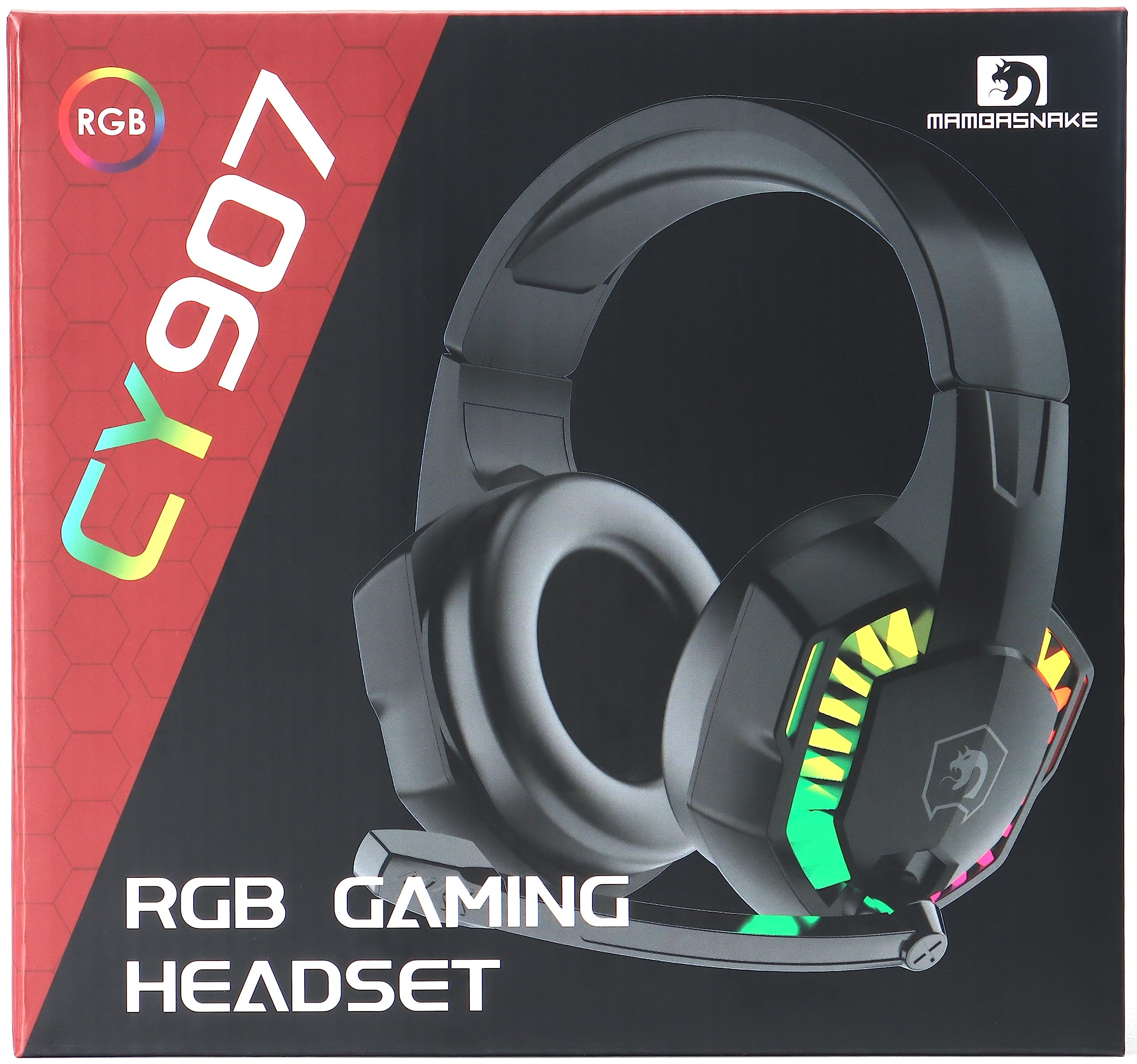 RGB Gaming Headset with 5.1 Channel Stereo Surround Sound - Wired Over-Ear Headphones with LED Lights, Noise Cancelling Mic & Volume Control for PC, Xbox One, PS4, Laptop, Mac, Smartphone (Black) - Perfect for Competitive Gaming, Streaming & Online Meetings