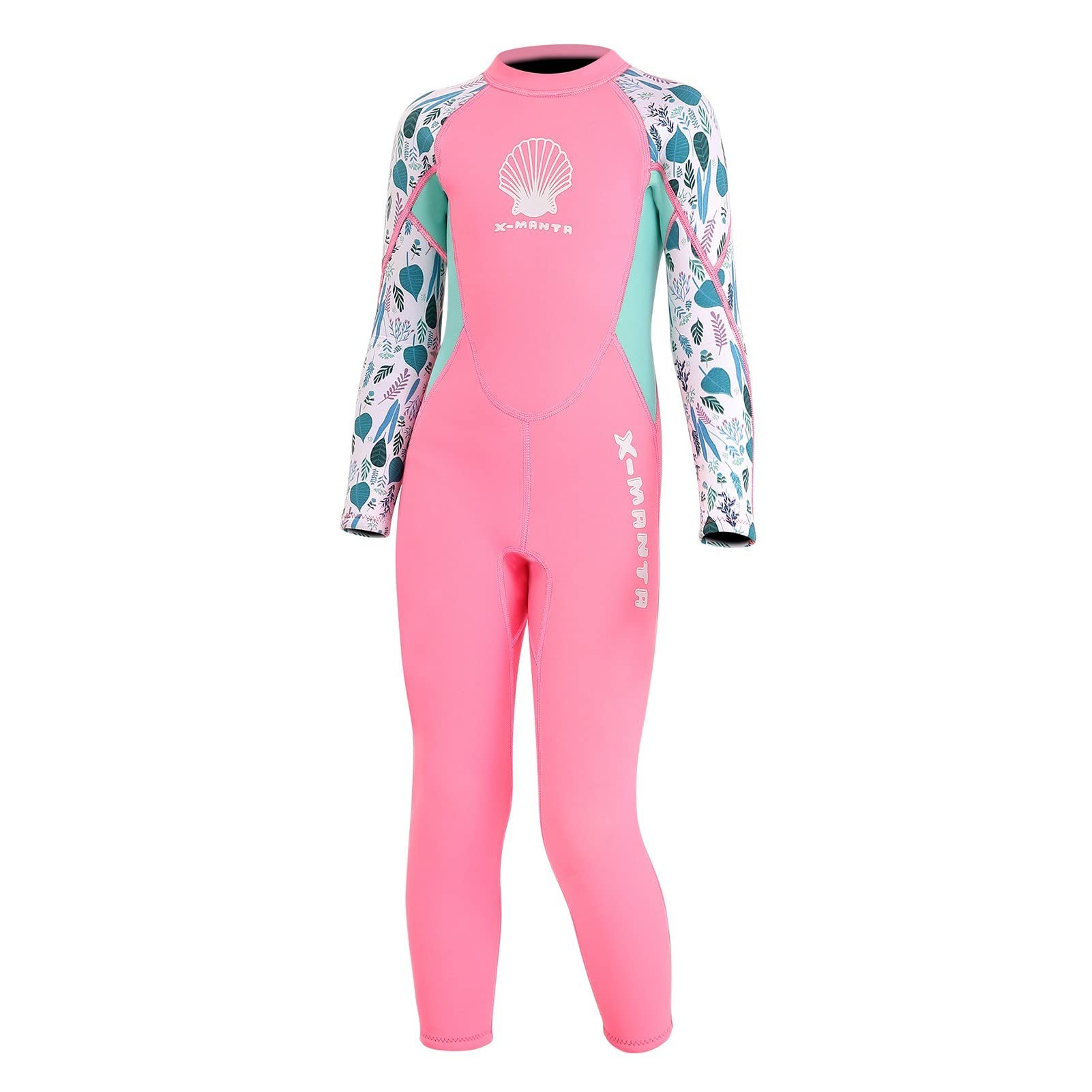 MengK Girls Long Sleeve Wetsuit with Back Zipper - Quick Dry One Piece Diving & Surfing Swimsuit for Kids - Perfect for Swimming, Snorkeling, and Water Sports