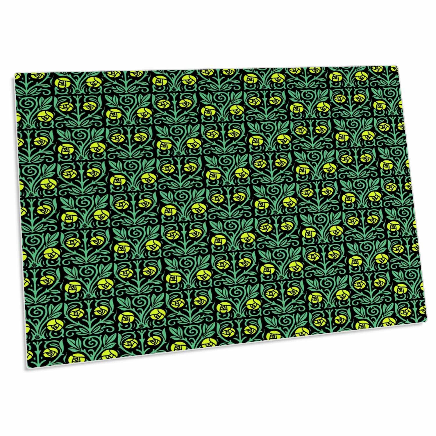 3dRose Yellow Mackintosh Rose on Black - Non-Slip Desk Pad Place Mats Set of 4, 12x18 Inches - Perfect for Dining Table, Office Desk, Kitchen Counter & Home Decor (dpd-238865-1)
