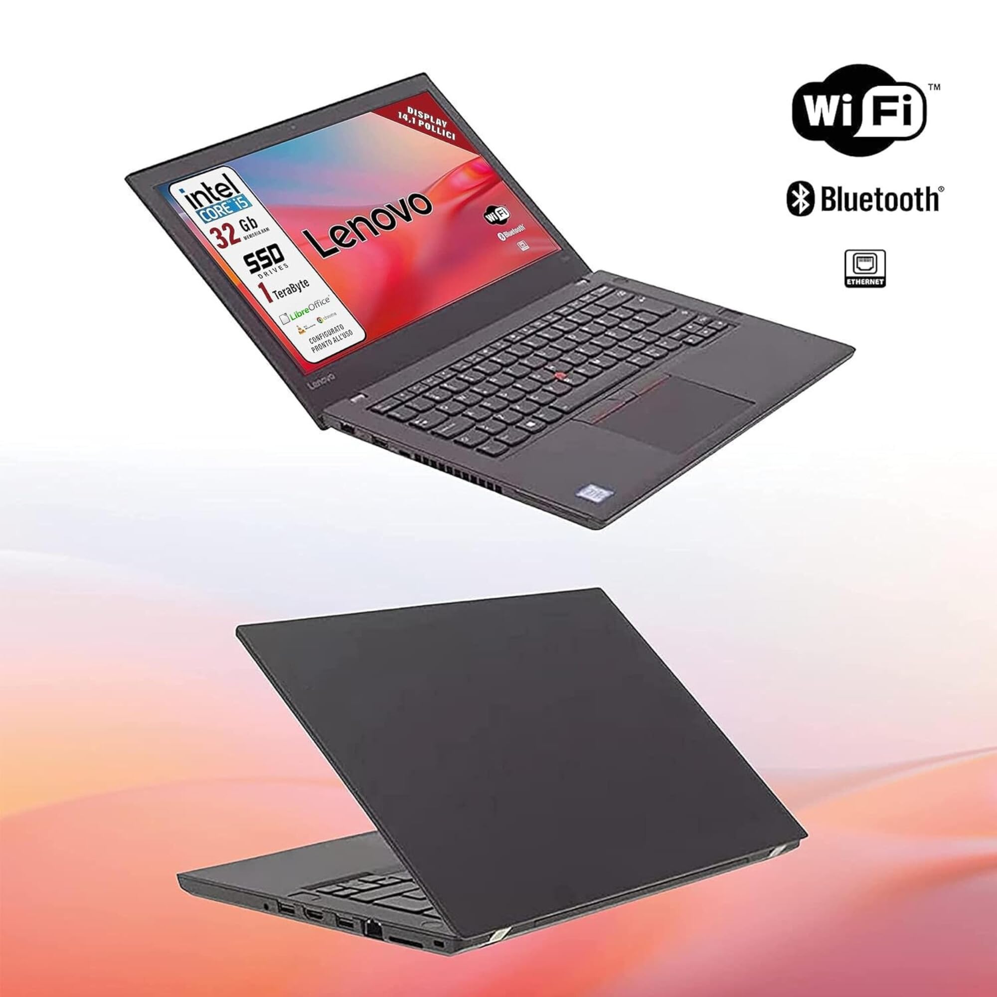 Refurbished Lenovo Laptop - Intel Core i5, 32GB RAM, 1TB SSD, 14