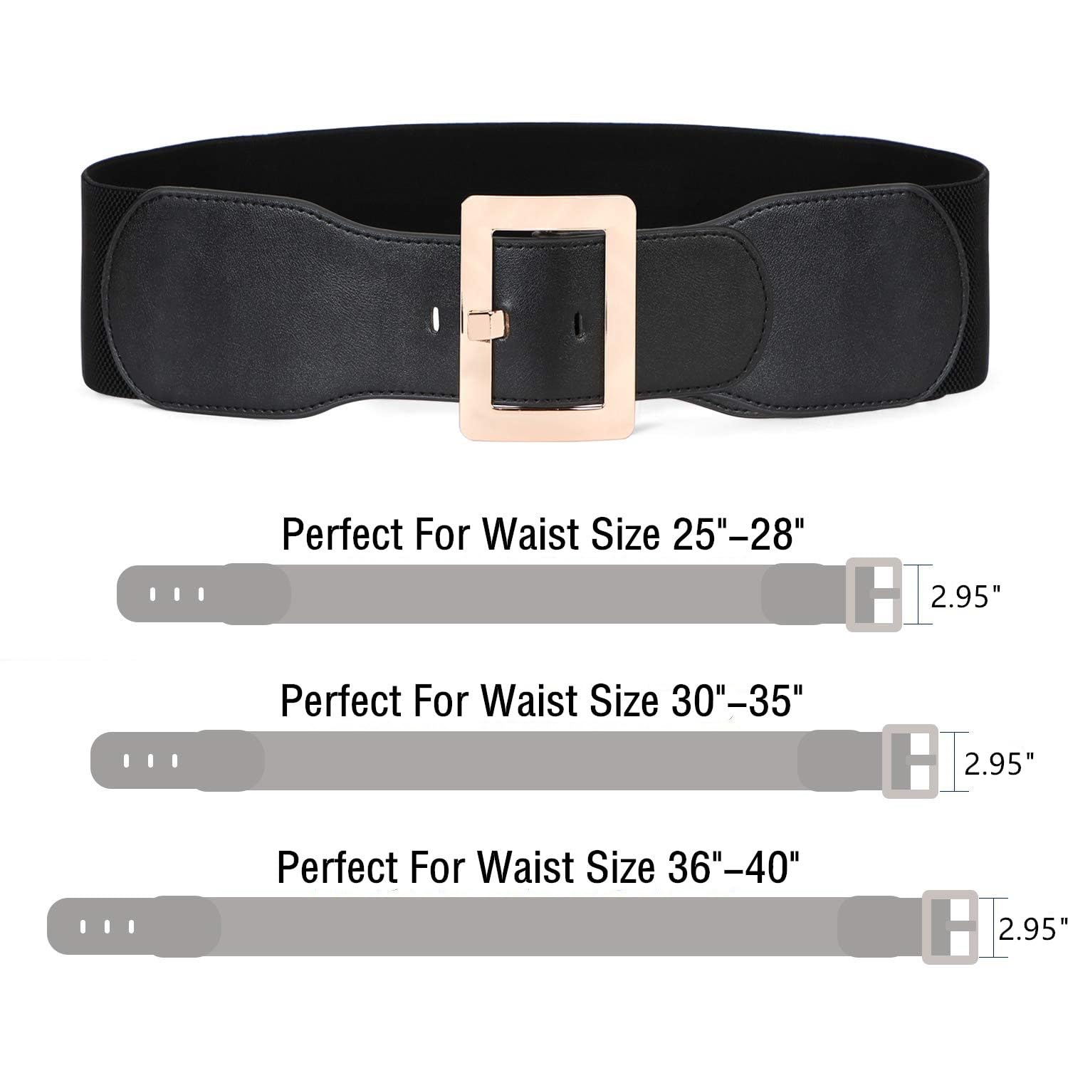 JASGOO Women's Vintage Stretchy Elastic Waist Belt with Metal Buckle - Fashion Accessory for Dresses, Skirts & Holiday Outfits (Santa Belt Style)