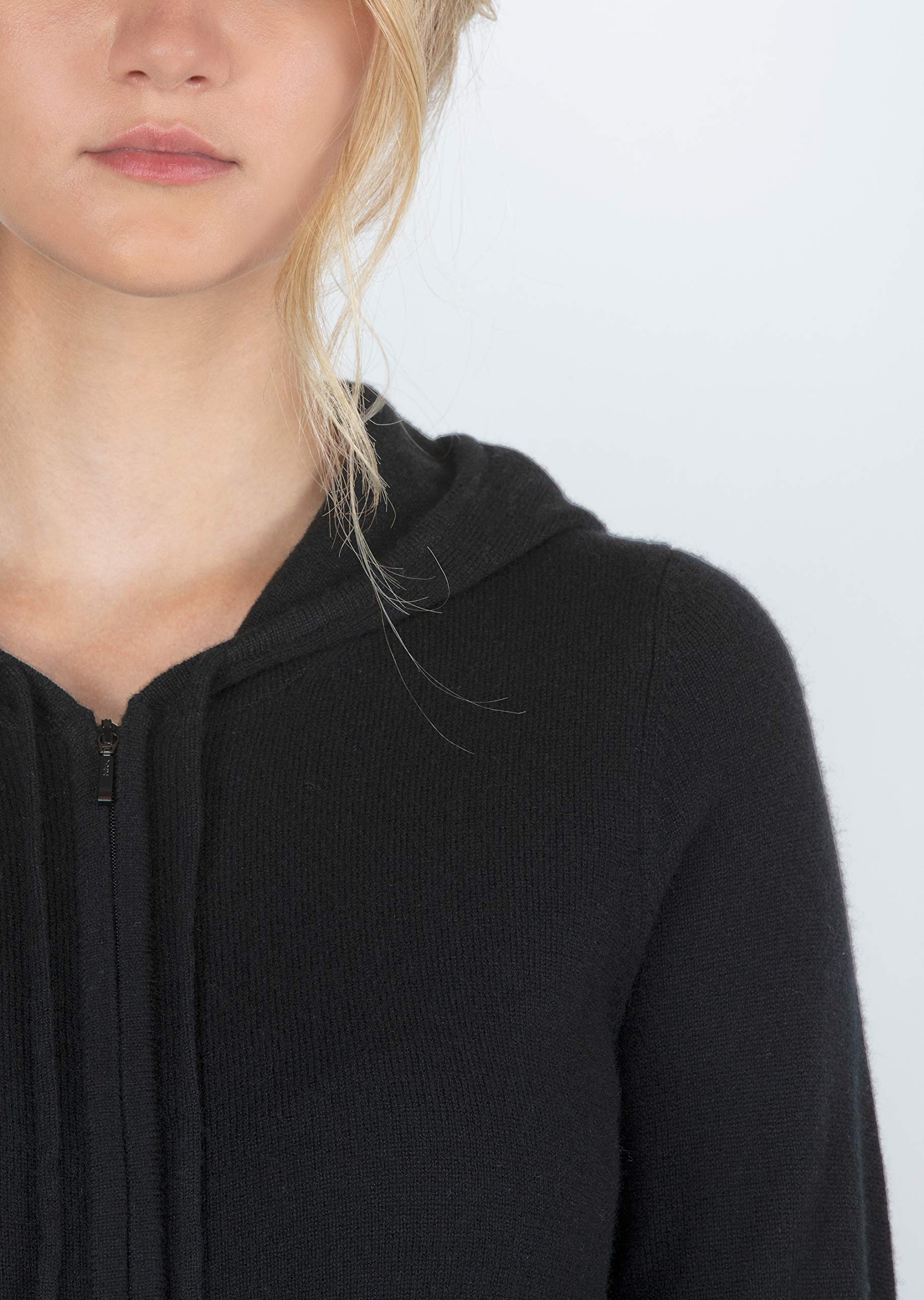JENNIE LIU Women's 100% Pure Cashmere Zip-Up Hoodie Cardigan - Soft Long Sleeve Sweater for Fall & Winter | Cozy Lounge Wear, Office Outfits, Casual Street Style