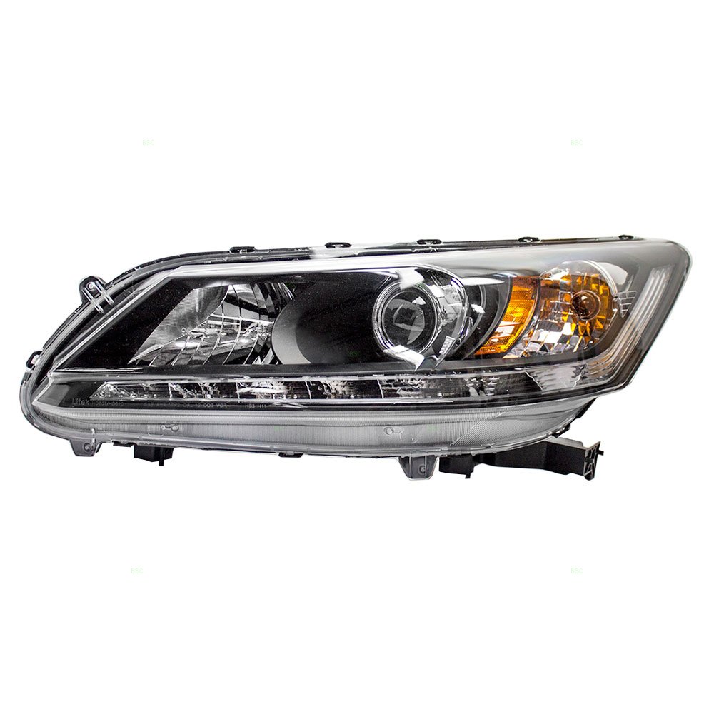 Brock Replacement Halogen Headlight & LED Daytime Running Lights for 2013-2015 Honda Accord (33150-T2A-A11) - Perfect for Night Driving & Enhanced Visibility