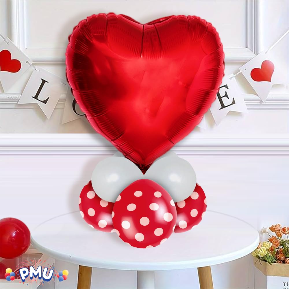 Valentine's Day Red Heart Shaped 18 Inch Mylar Foil Balloons - Pack of 100 for Party Decorations, Wedding Decor & Romantic Events