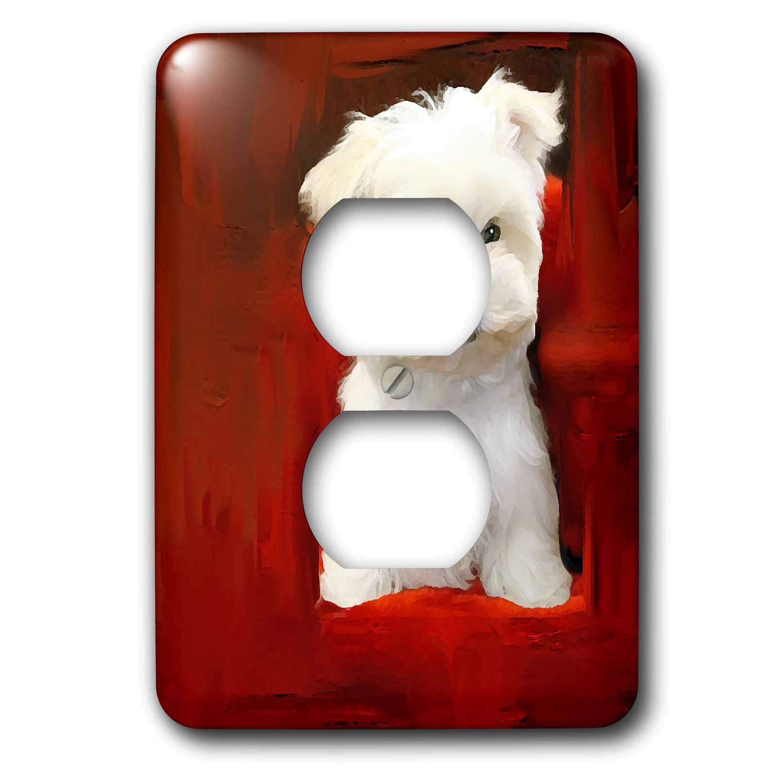 3D Rose Maltese Puppy 2 Outlet Cover - Decorative Electrical Outlet Safety Cover for Kids & Pets - Perfect for Nursery, Bedroom, and Living Room Protection
