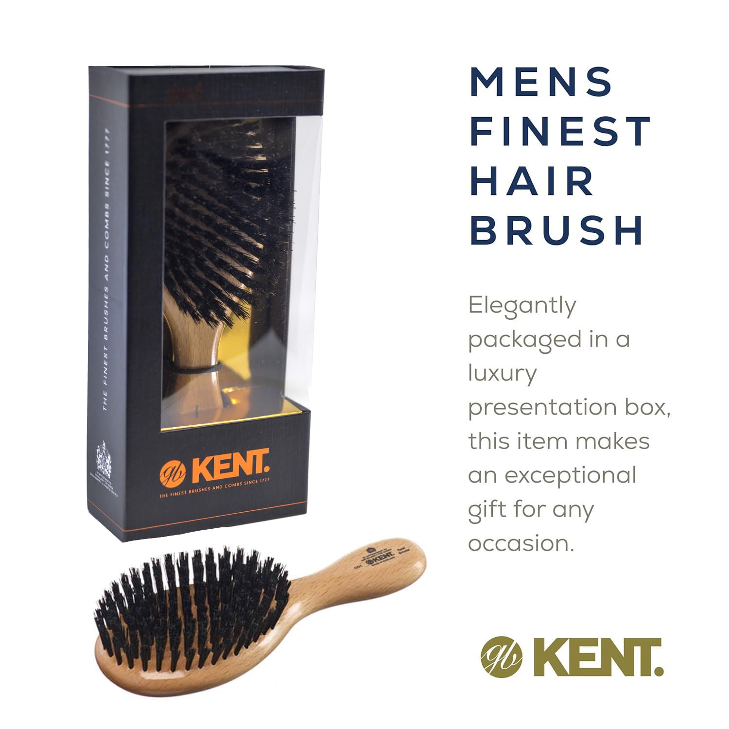 Kent OG1 Boar Bristle Hair & Beard Brush for Men - Grooming & Scalp Care at Home