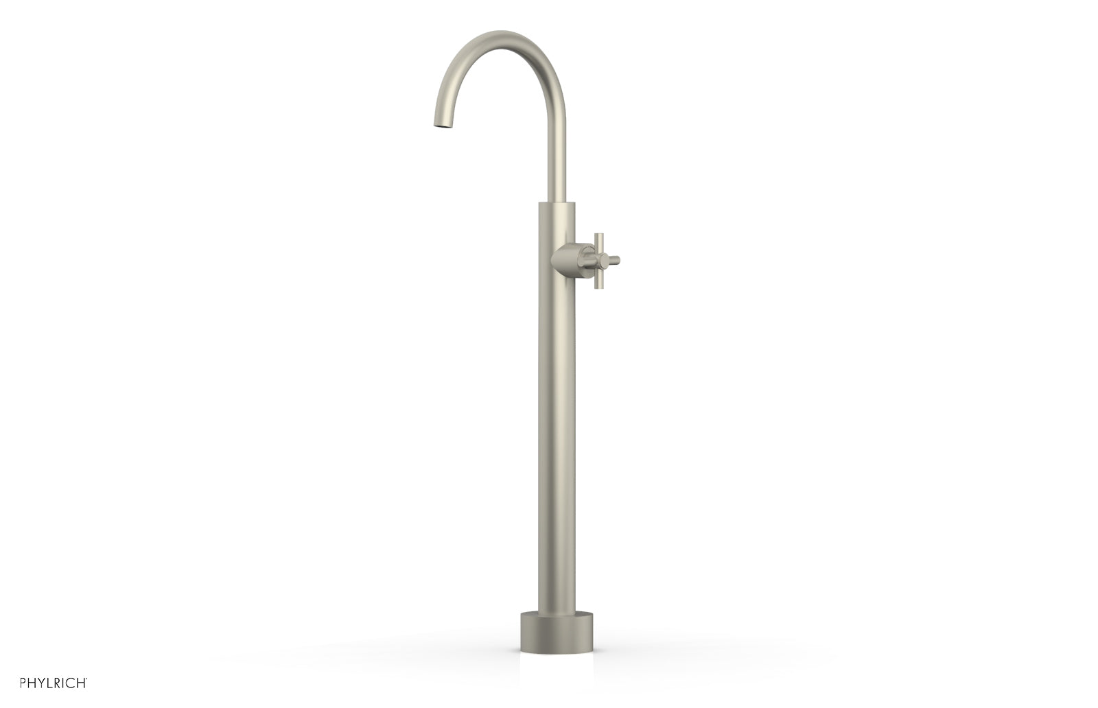 BASIC Low Floor Mount Tub Filler with Cross Handle - D131 44 04 - Durable Bathroom Faucet for Modern & Traditional Bathtubs