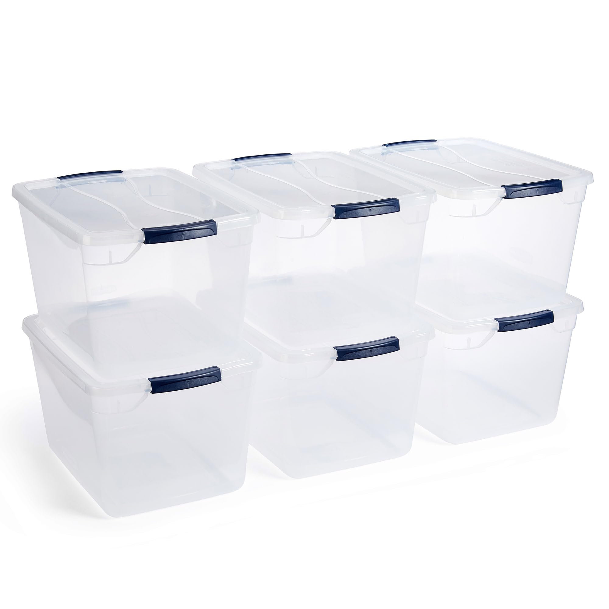 Rubbermaid CleverStore 32 Qt Clear Plastic Storage Containers - 12 Pack Stackable Bins with Secure Latching Lids for Home Organization | Perfect for Closet, Laundry Room, Pantry & Garage Storage | Durable Visible Storage Solution