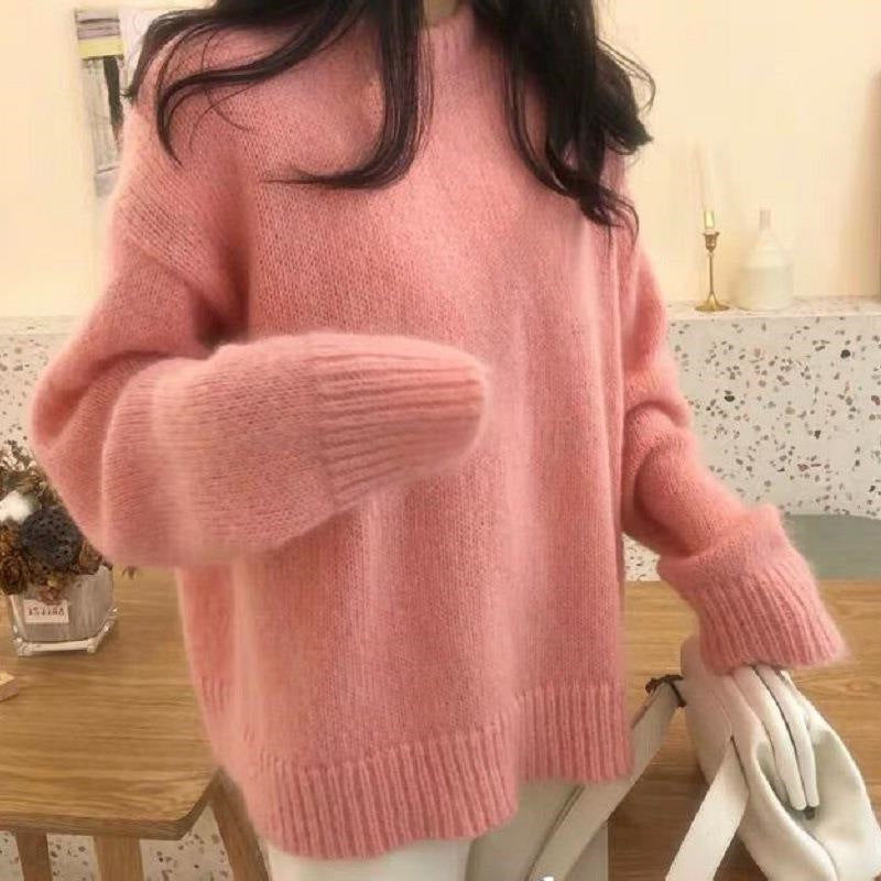 Cozy Loose Round Neck Sweater for Women - Soft Winter & Autumn Knit Pullover - Perfect for Casual Outfits, Office Wear & Holiday Gatherings